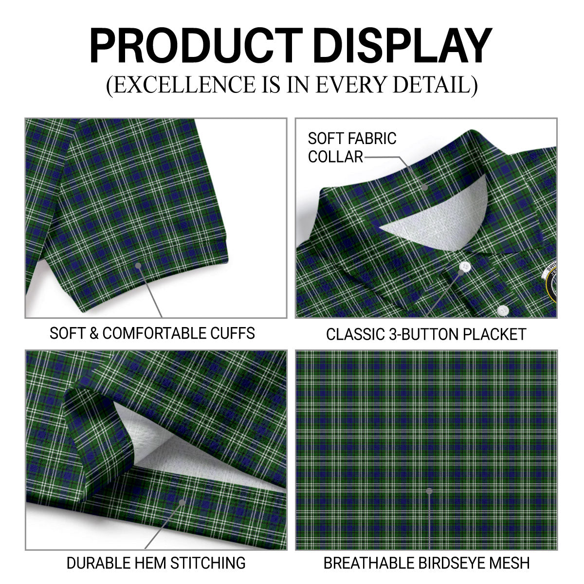 Swinton Tartan Crest Birdseye Mesh Polo Shirt