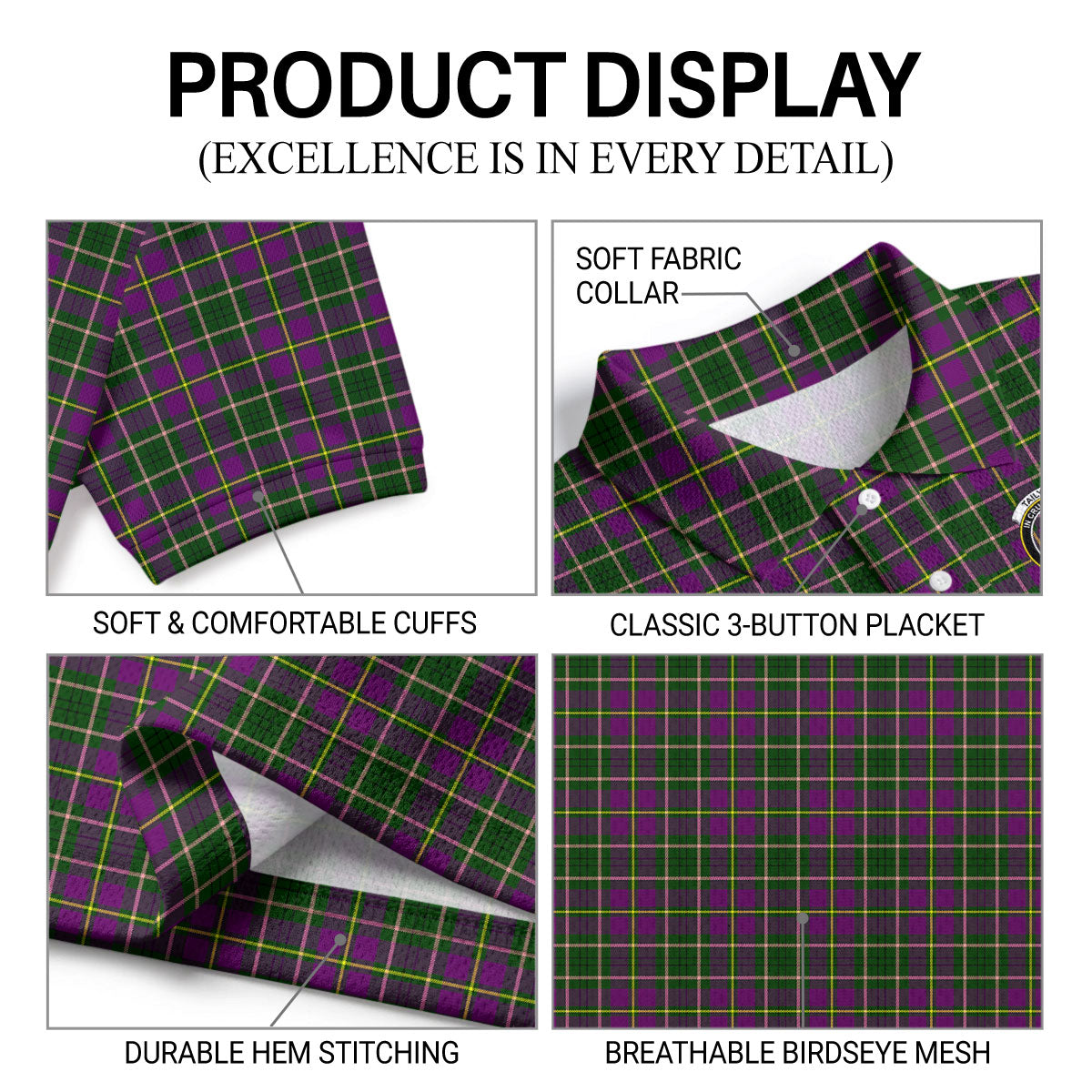 Tailyour (or Taylor) Tartan Crest Birdseye Mesh Polo Shirt