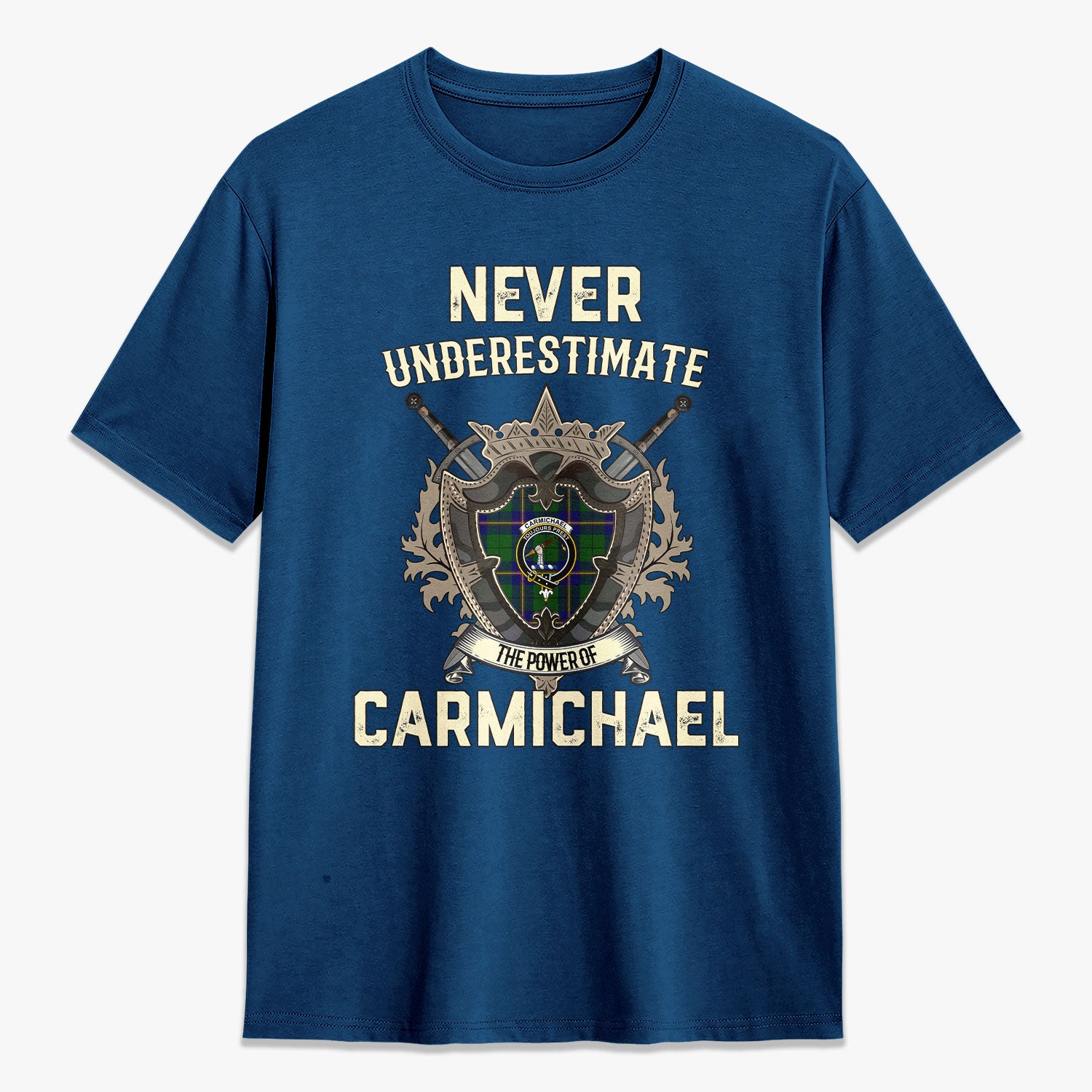 Carmichael Modern Tartan Crest 2D T-shirt - Never Underestimate Style