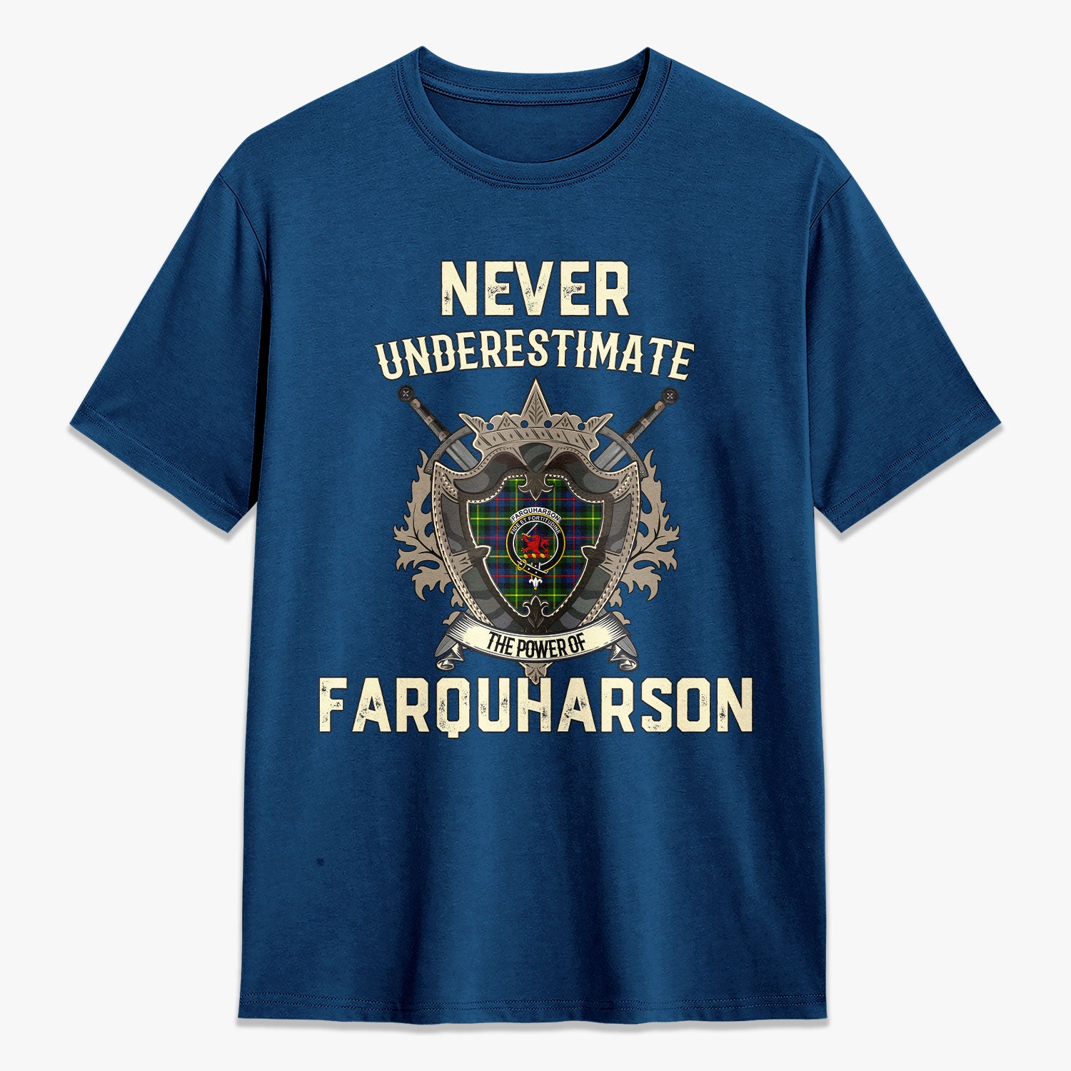 Farquharson Modern Tartan Crest 2D T-shirt - Never Underestimate Style