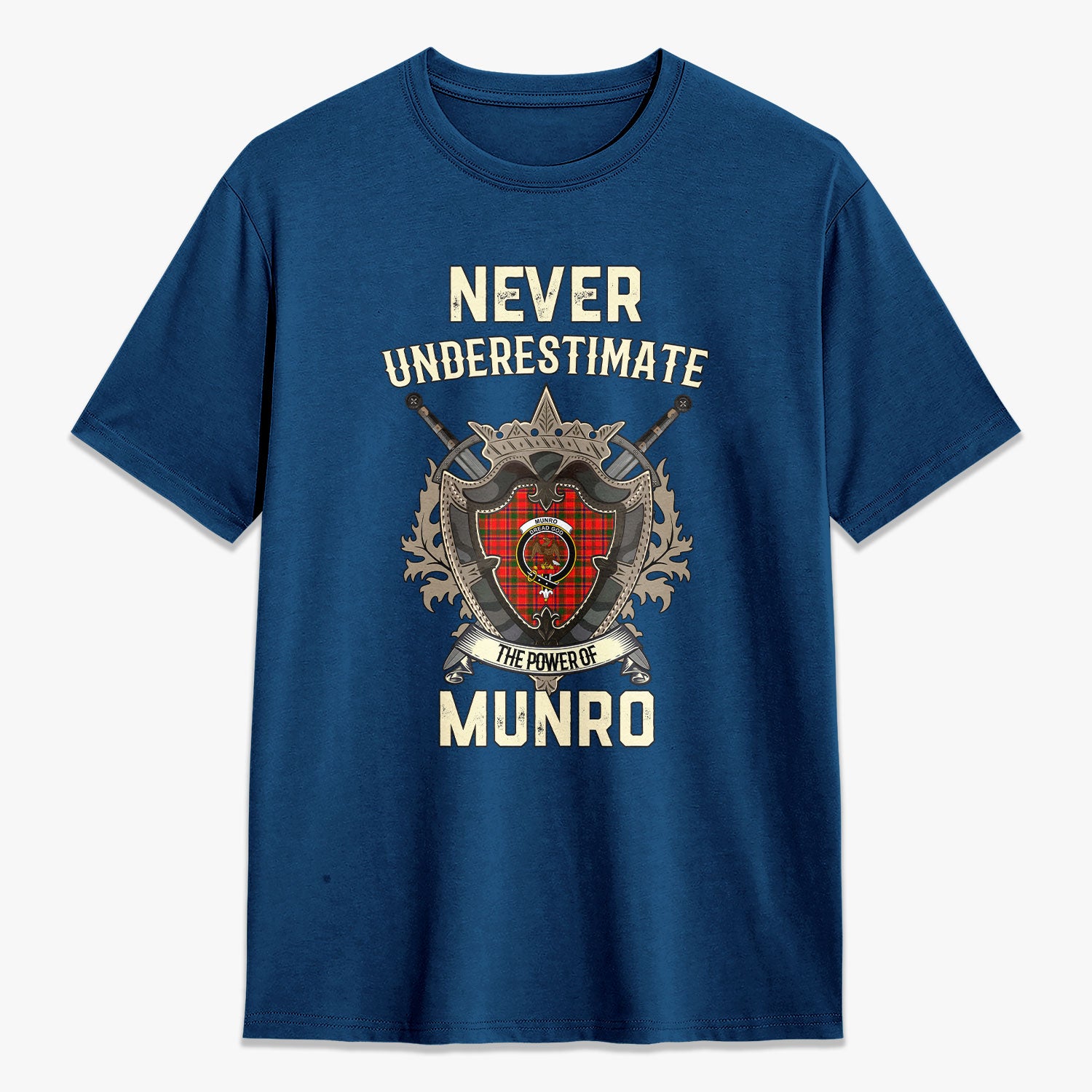 Munro Modern Tartan Crest 2D T-shirt - Never Underestimate Style