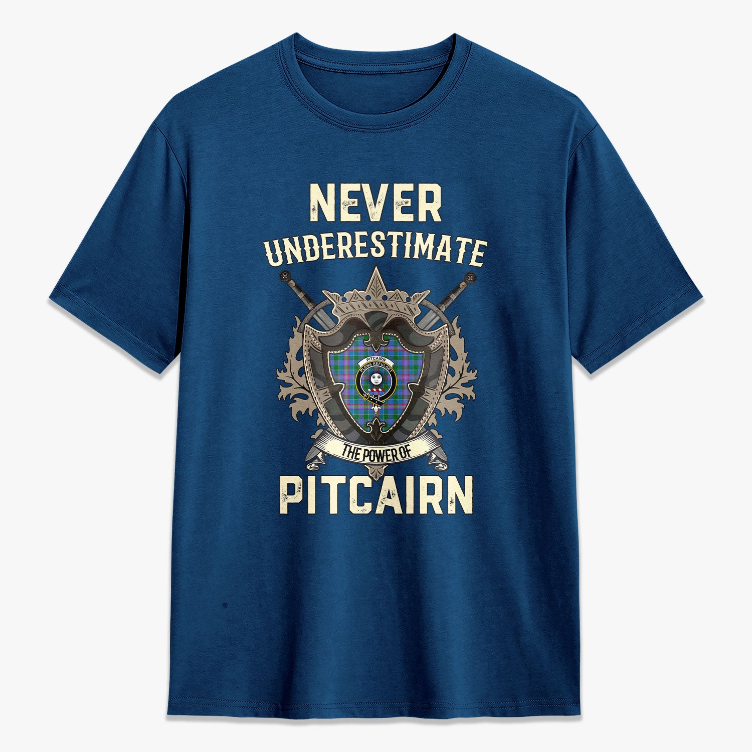 Pitcairn Hunting Tartan Crest 2D T-shirt - Never Underestimate Style