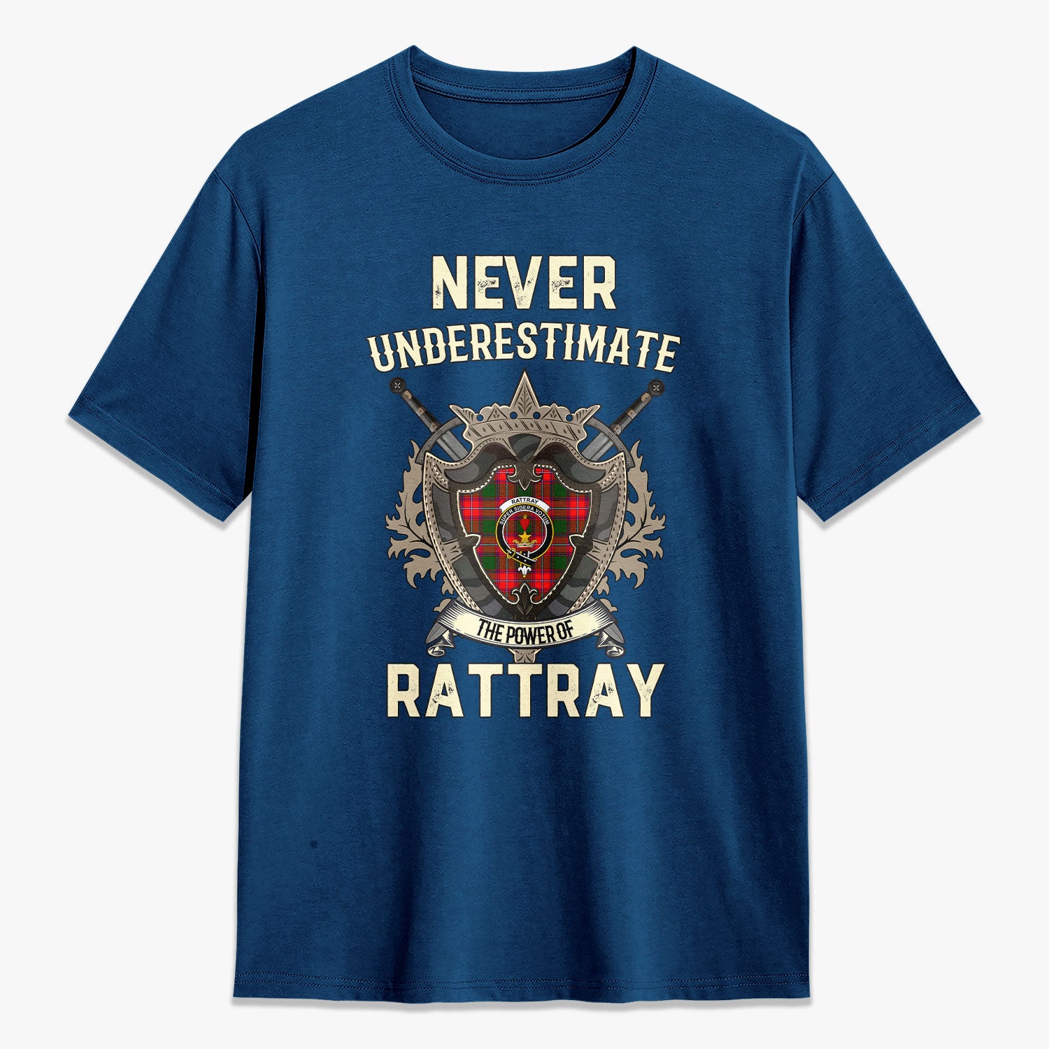 Rattray Modern Tartan Crest 2D T-shirt - Never Underestimate Style