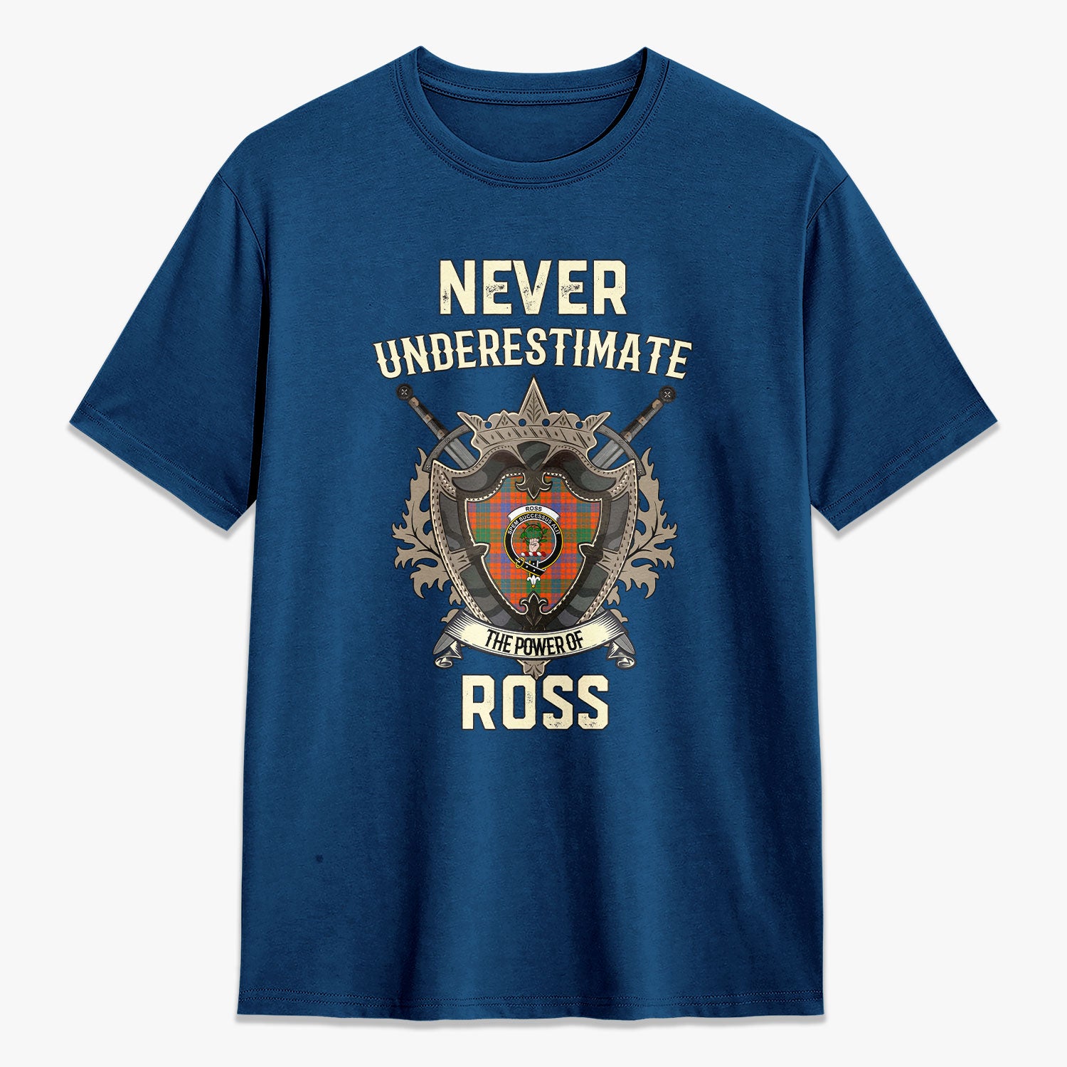 Ross Ancient Tartan Crest 2D T-shirt - Never Underestimate Style