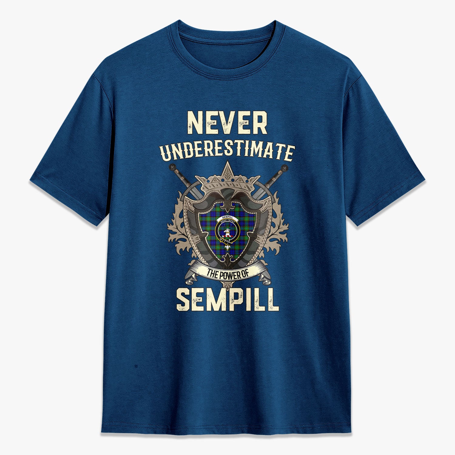 Sempill Modern Tartan Crest 2D T-shirt - Never Underestimate Style