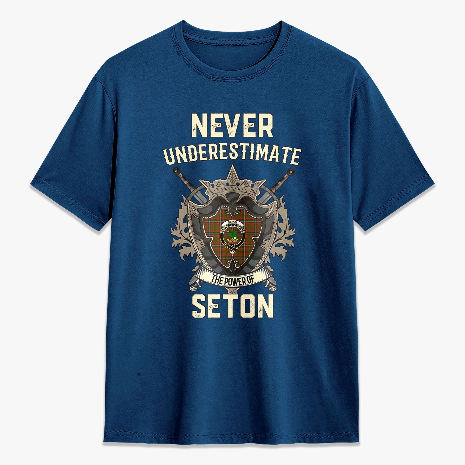 Seton Hunting Modern Tartan Crest 2D T-shirt - Never Underestimate Style