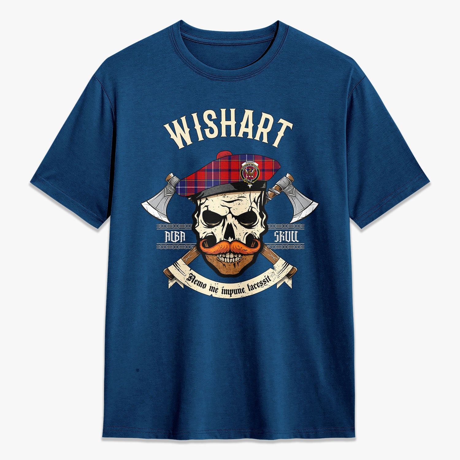 Wishart Dress Tartan Crest 2D T-shirt - Alba Skull Style