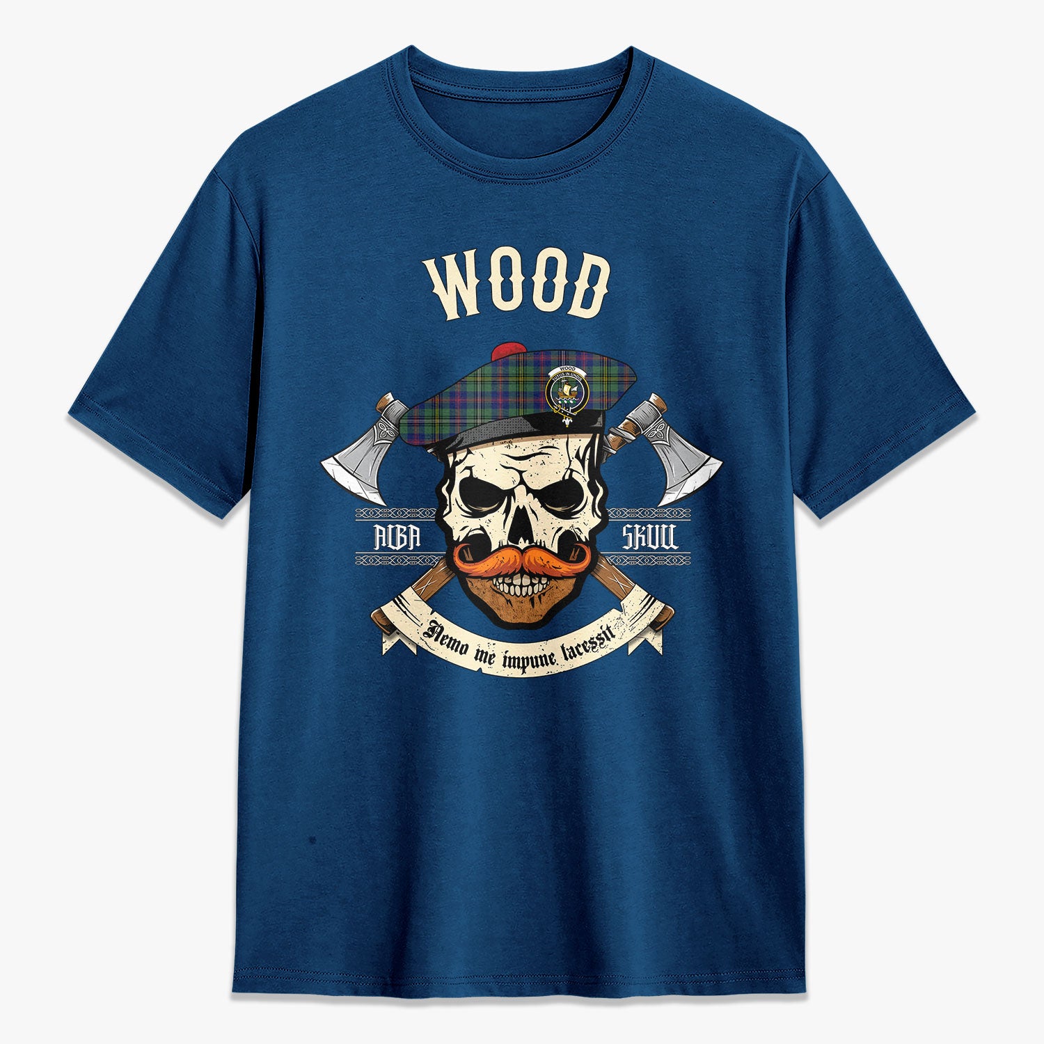 Wood Tartan Crest 2D T-shirt - Alba Skull Style