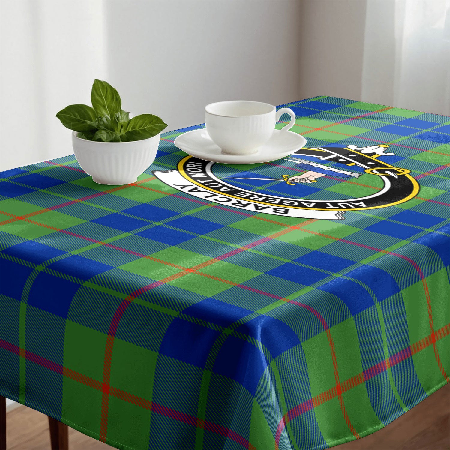 Barclay Hunting Ancient Tartan Crest Tablecloth