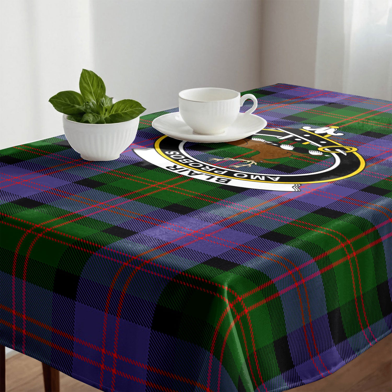 Blair Modern Tartan Crest Tablecloth
