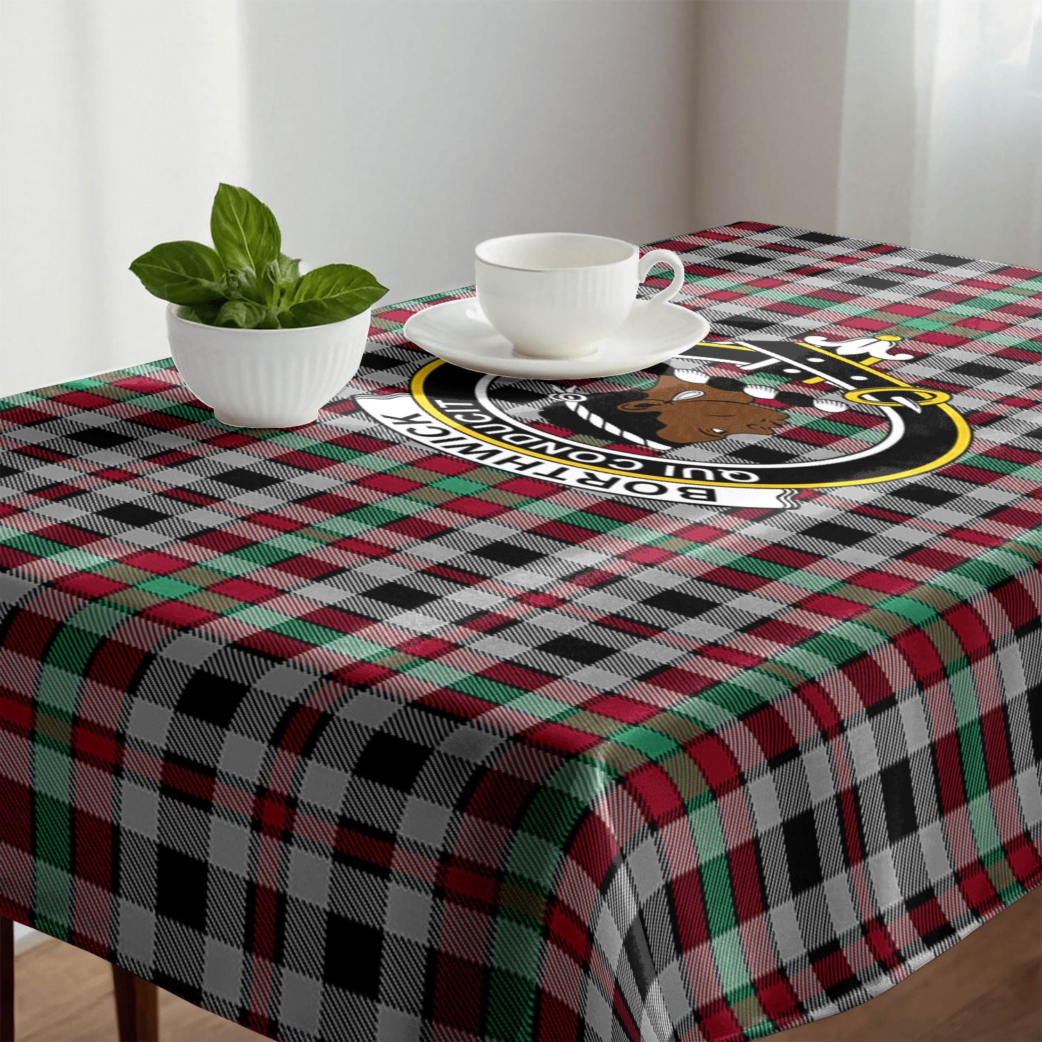 Borthwick Ancient Tartan Crest Tablecloth