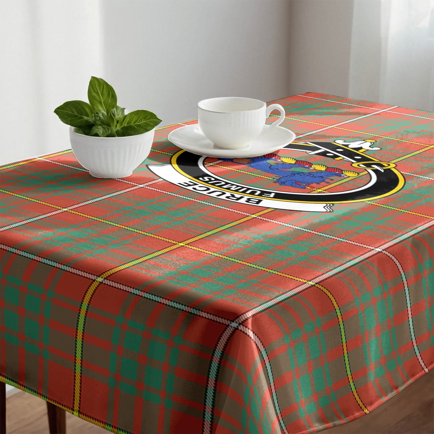 Bruce Ancient Tartan Crest Tablecloth