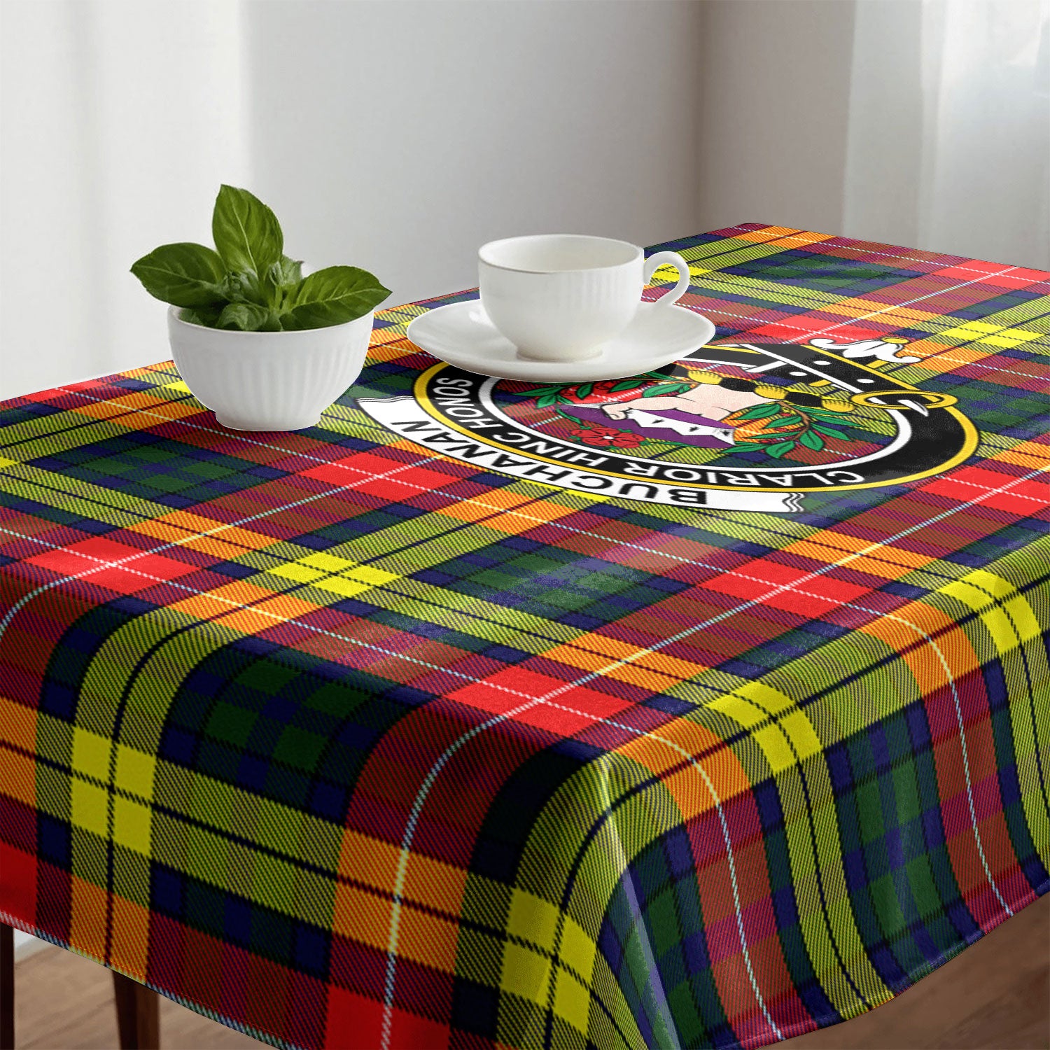 Buchanan Modern Tartan Crest Tablecloth