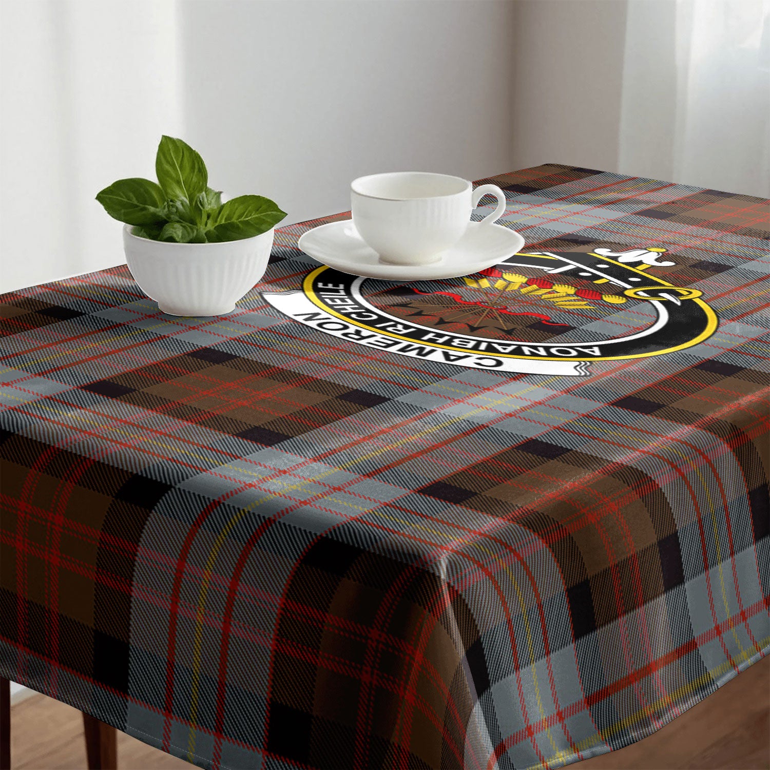 Cameron of Erracht Weathered Tartan Crest Tablecloth