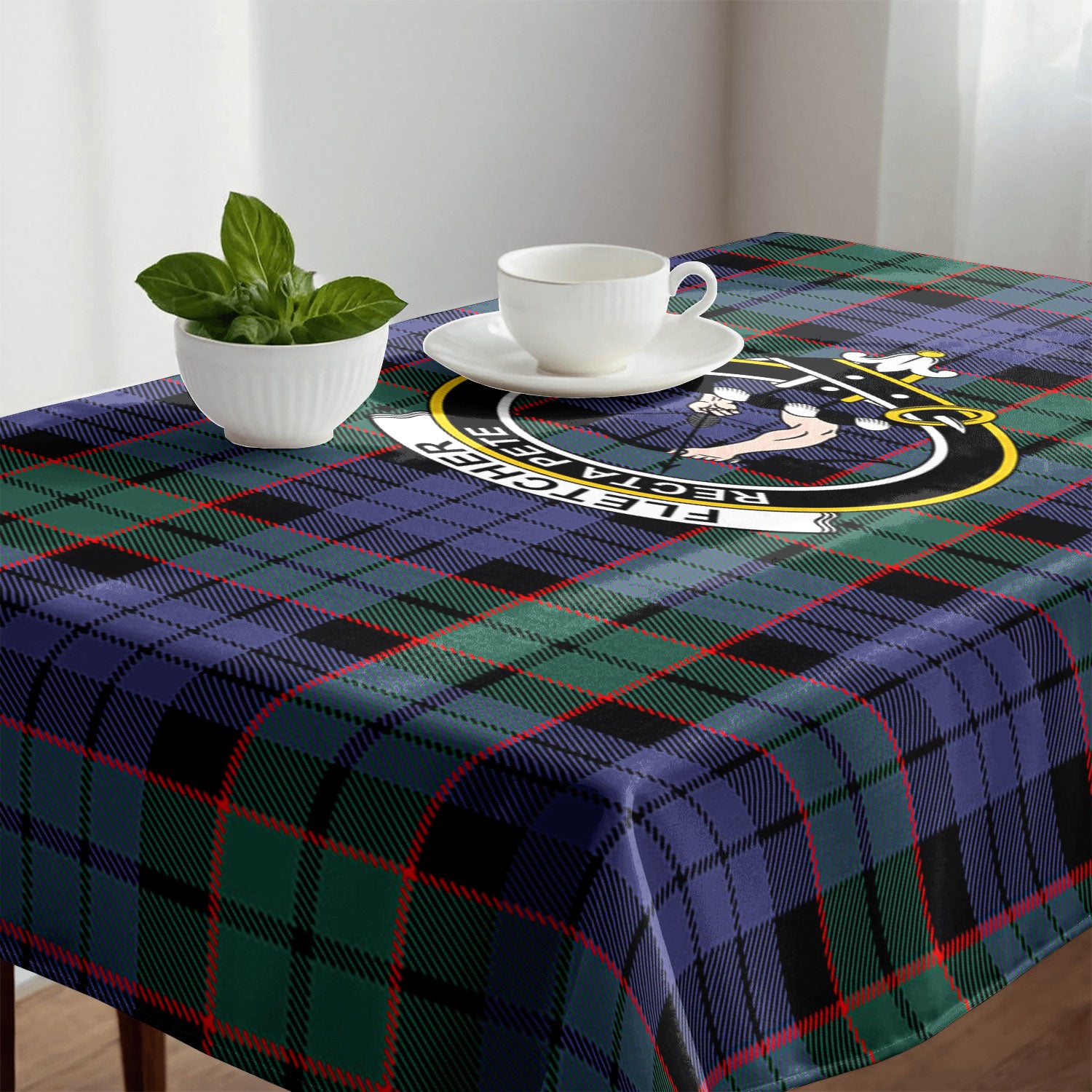 Fletcher Modern Tartan Crest Tablecloth