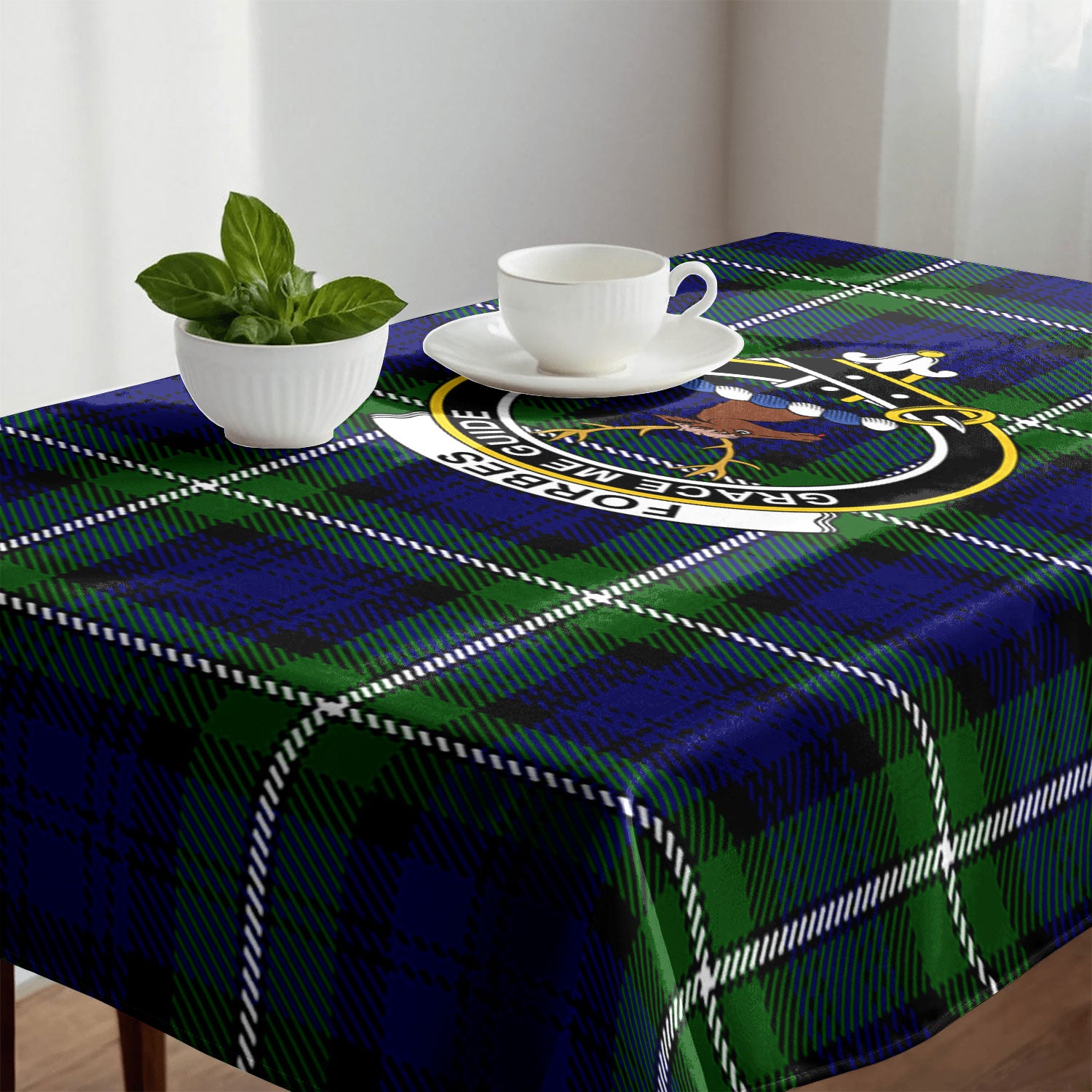 Forbes Modern Tartan Crest Tablecloth