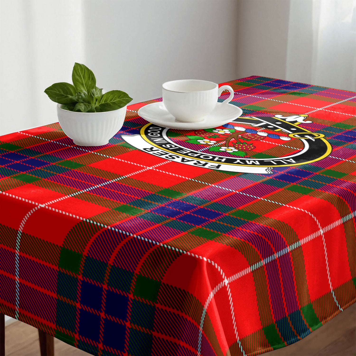 Fraser Tartan Crest Tablecloth