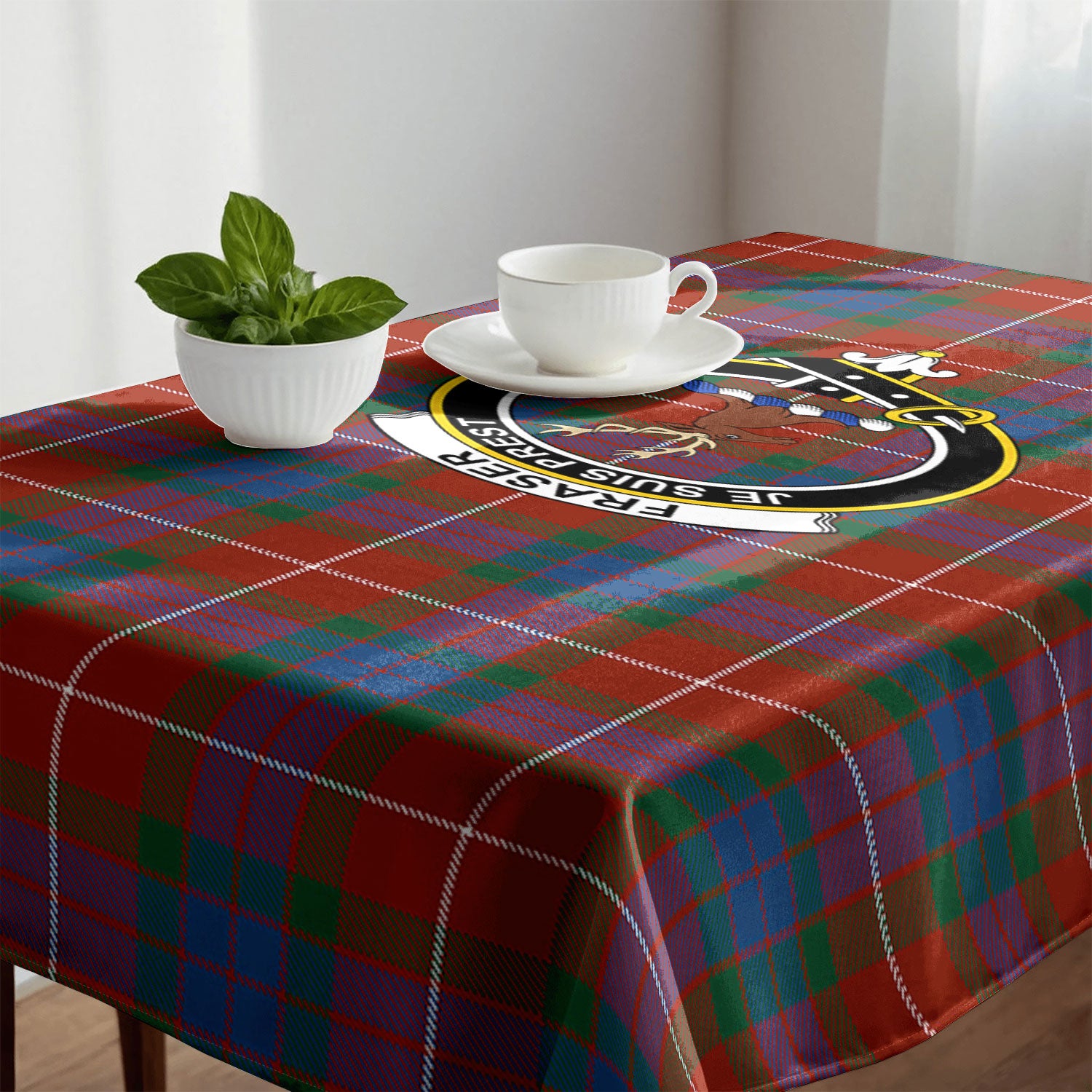 Fraser (of Lovat) Ancient Tartan Crest Tablecloth