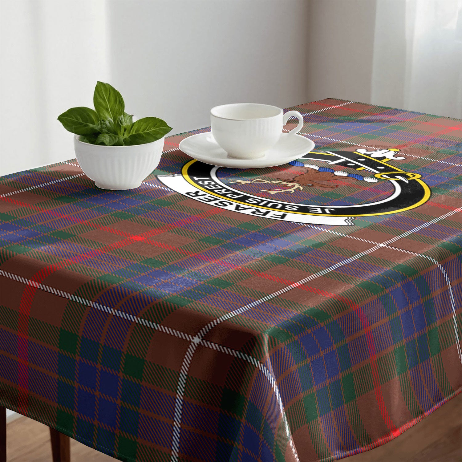 Fraser (of Lovat) Hunting Modern Tartan Crest Tablecloth