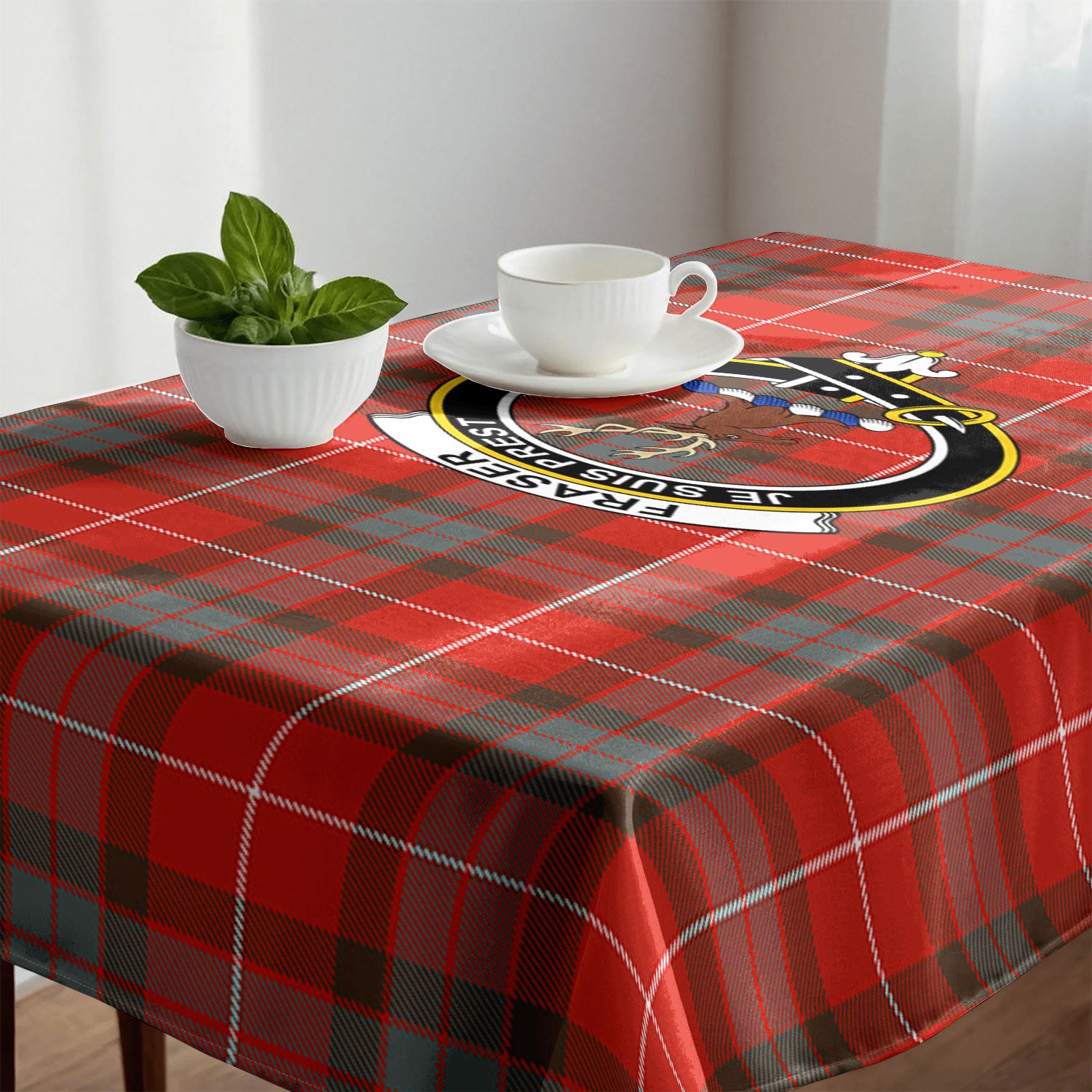 Fraser (of Lovat) Weathered Tartan Crest Tablecloth