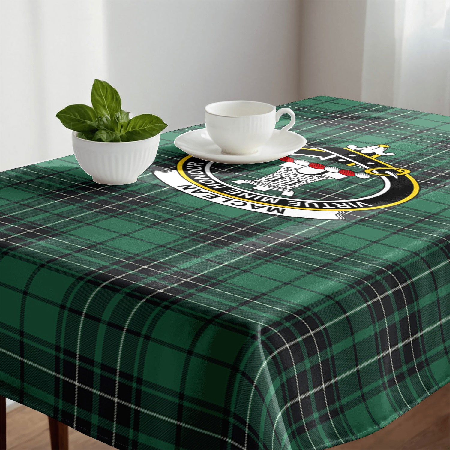 MacLean Hunting Ancient Tartan Crest Tablecloth