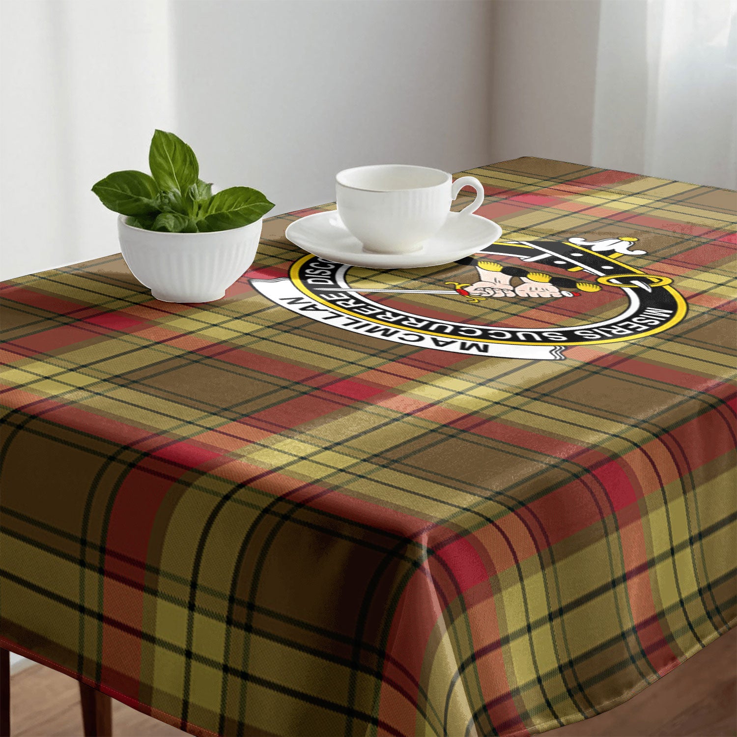 MacMillan Old Weathered Tartan Crest Tablecloth