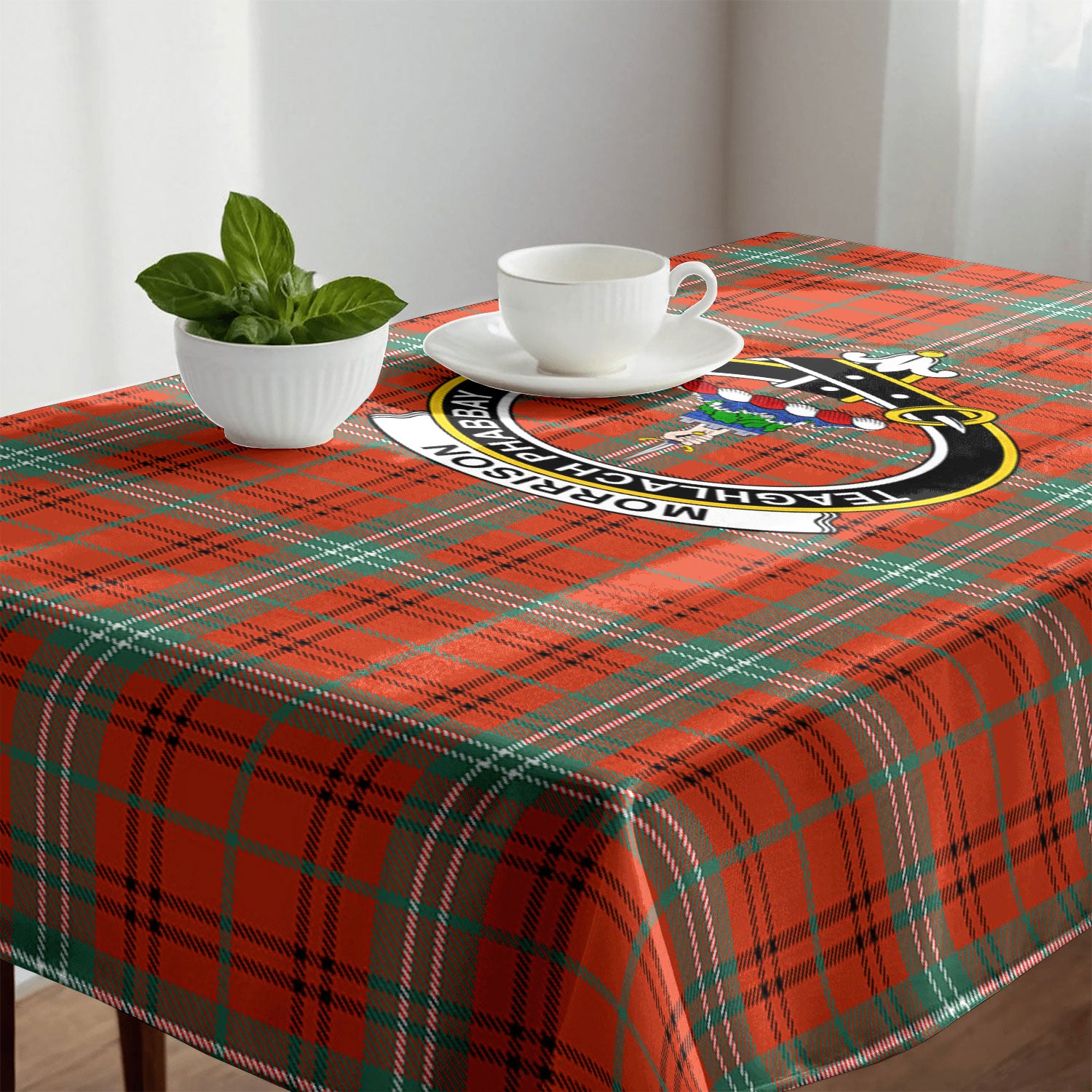 Morrison Red Ancient Tartan Crest Tablecloth