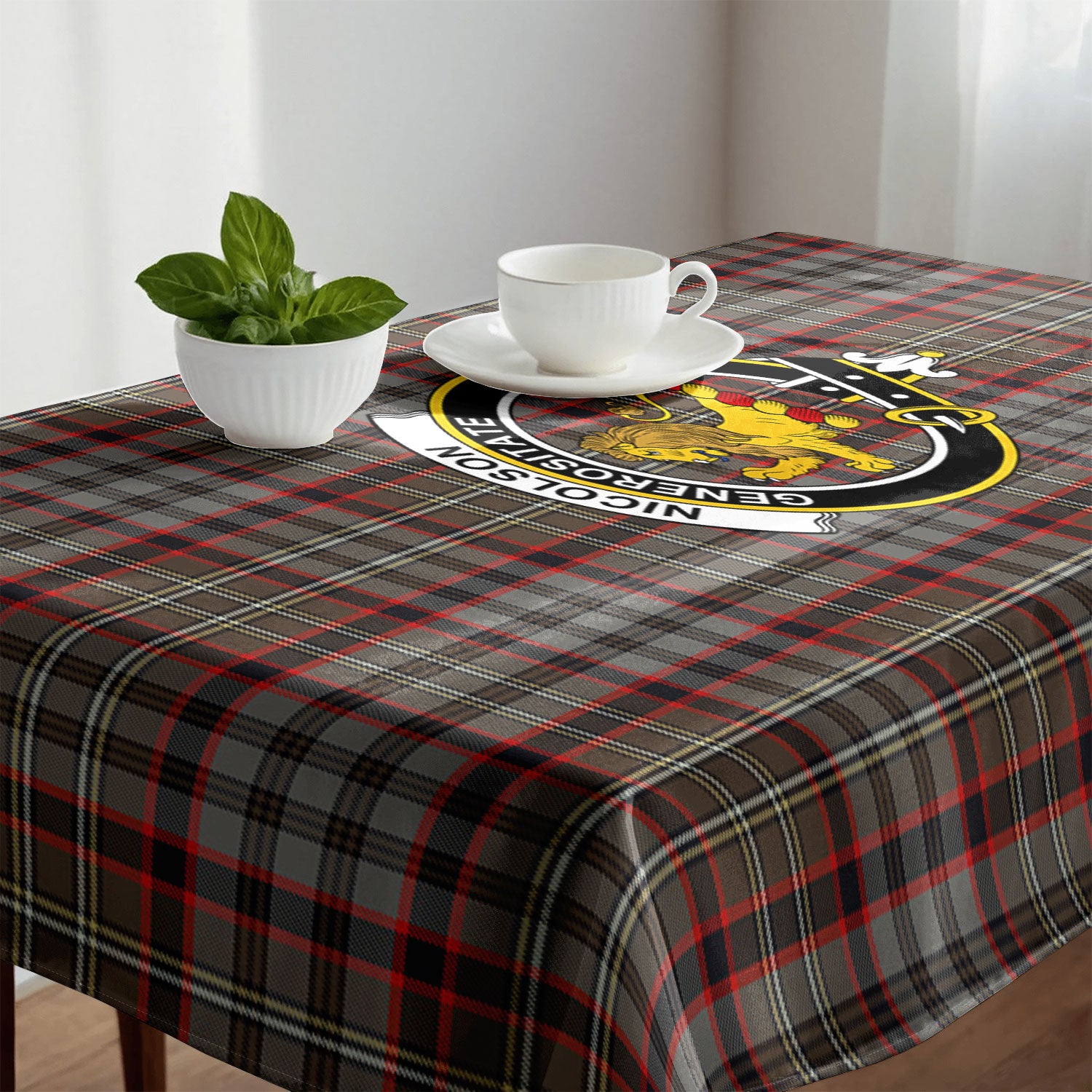Nicolson Hunting Weathered Tartan Crest Tablecloth
