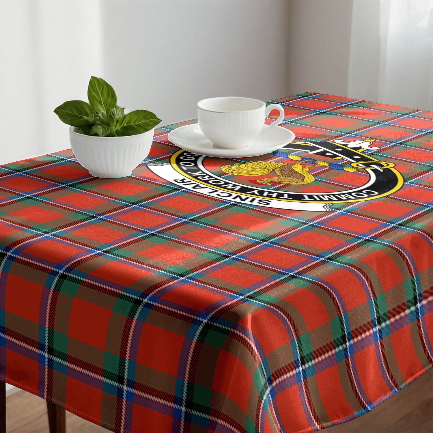 Sinclair Ancient Tartan Crest Tablecloth