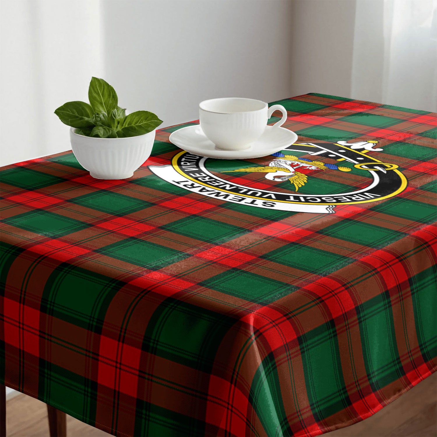 Stewart Atholl Modern Tartan Crest Tablecloth
