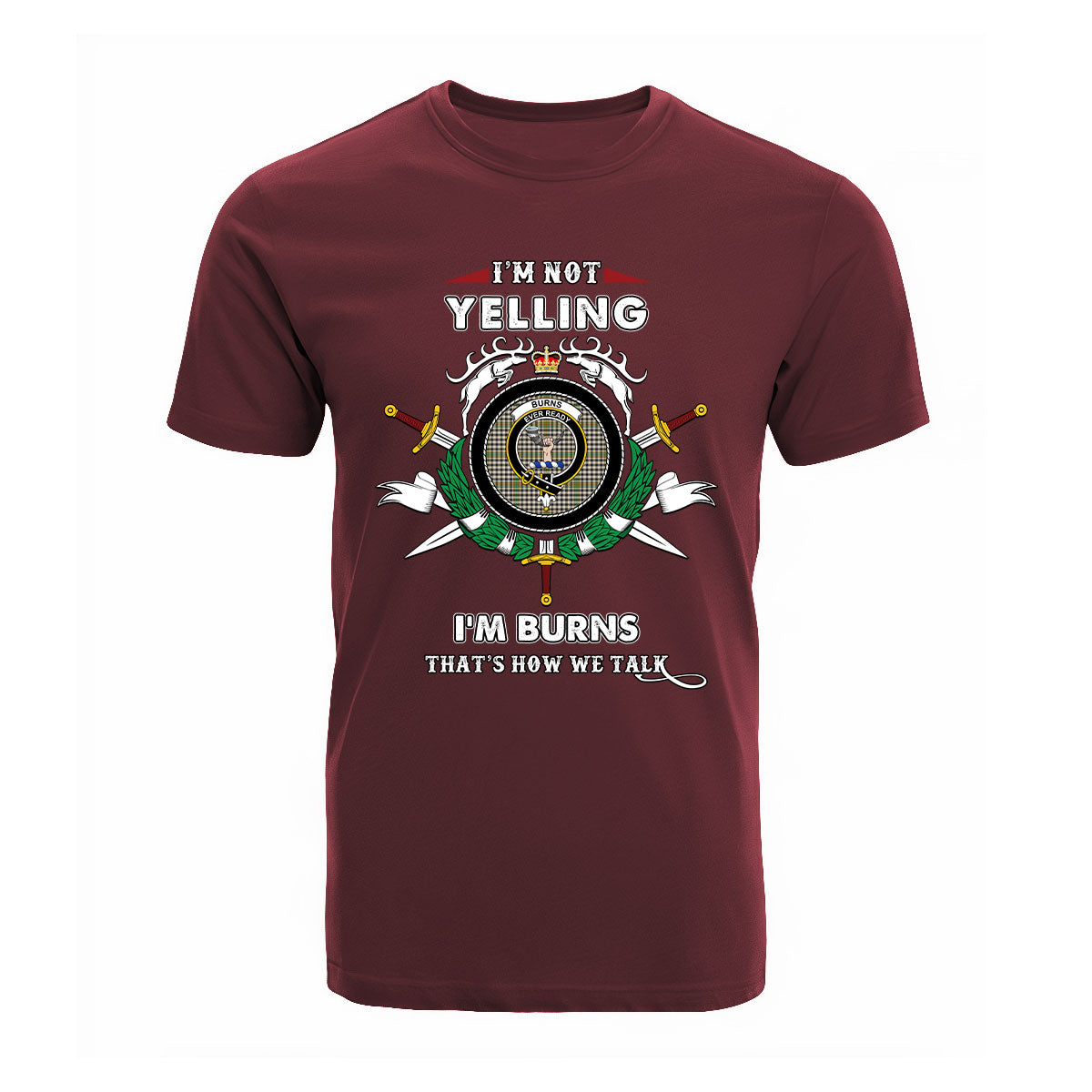 Burns Tartan Crest T-shirt - I'm not yelling style