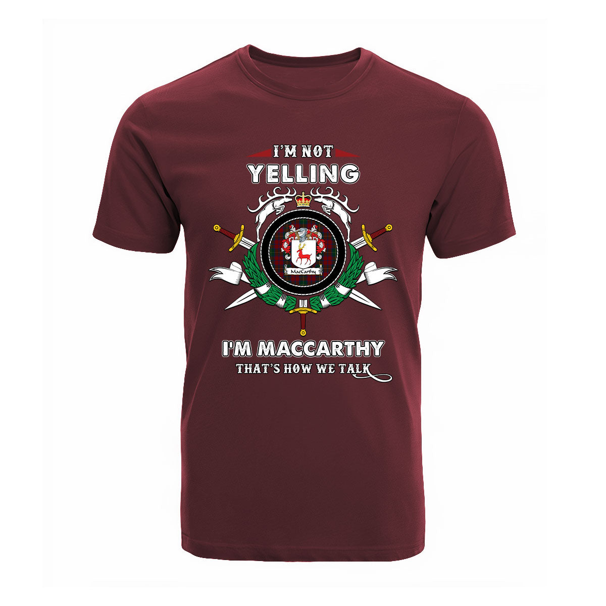 MacCarthy Tartan Crest T-shirt - I'm not yelling style