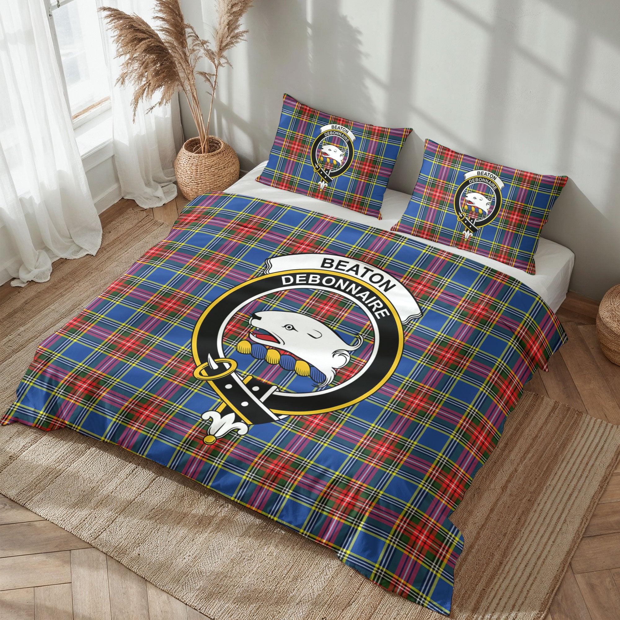 Beaton Modern Tartan Crest Bedding Set