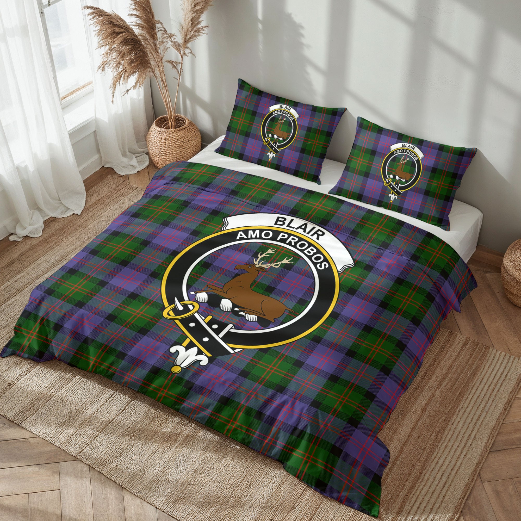 Blair Modern Tartan Crest Bedding Set