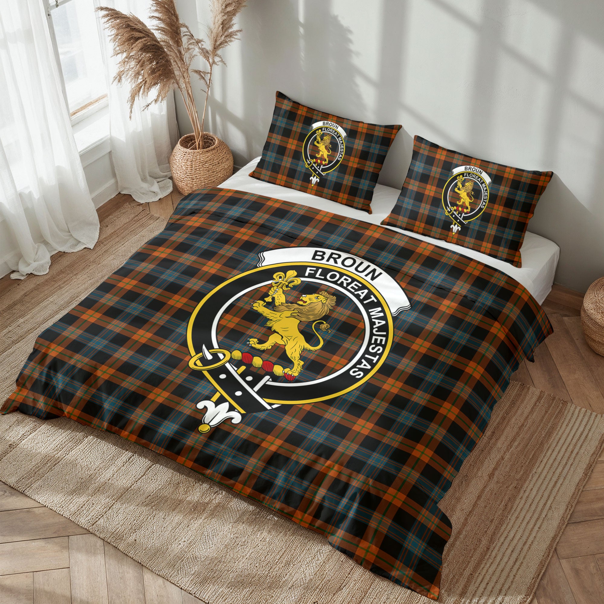 Broun Ancient Tartan Crest Bedding Set