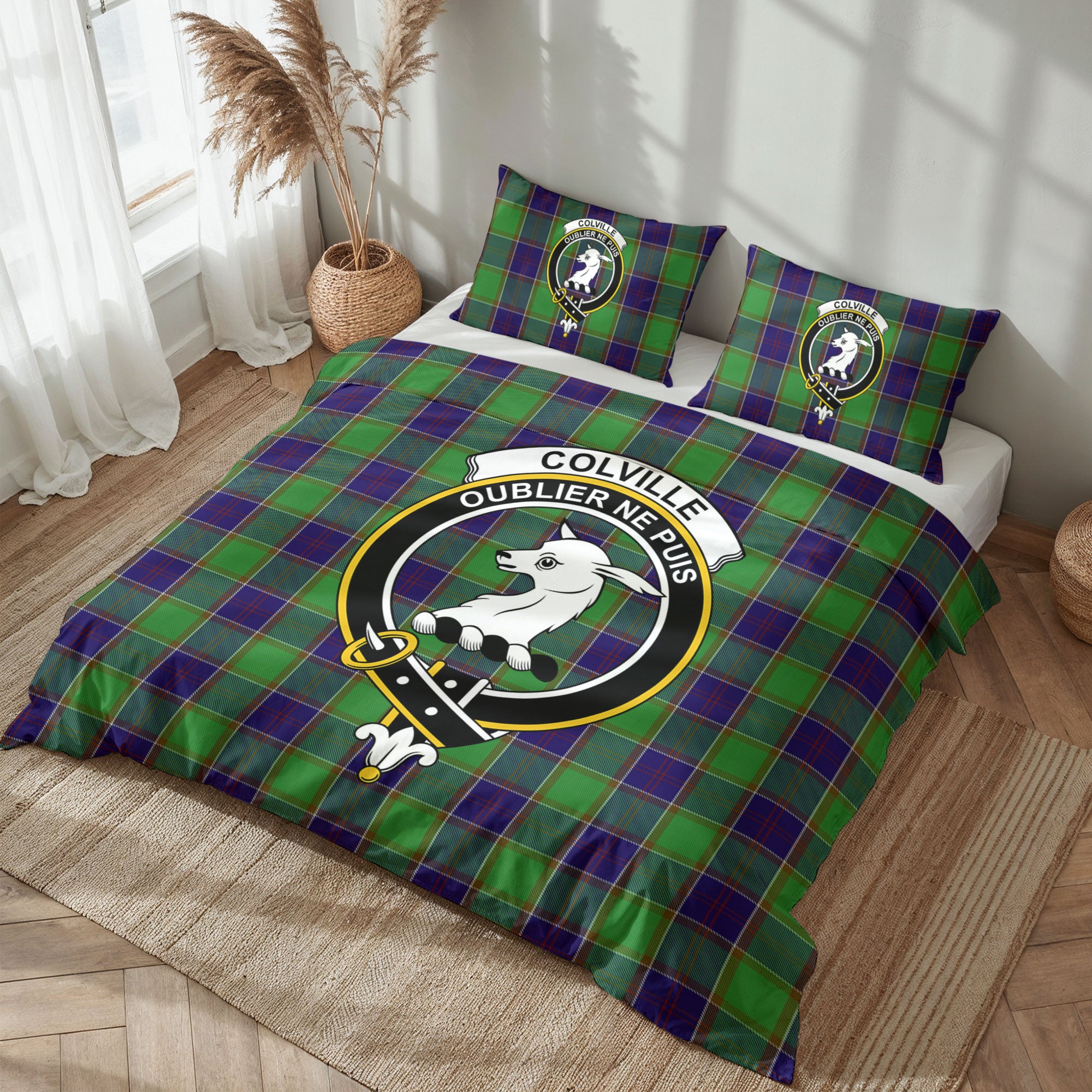 Colville Tartan Crest Bedding Set