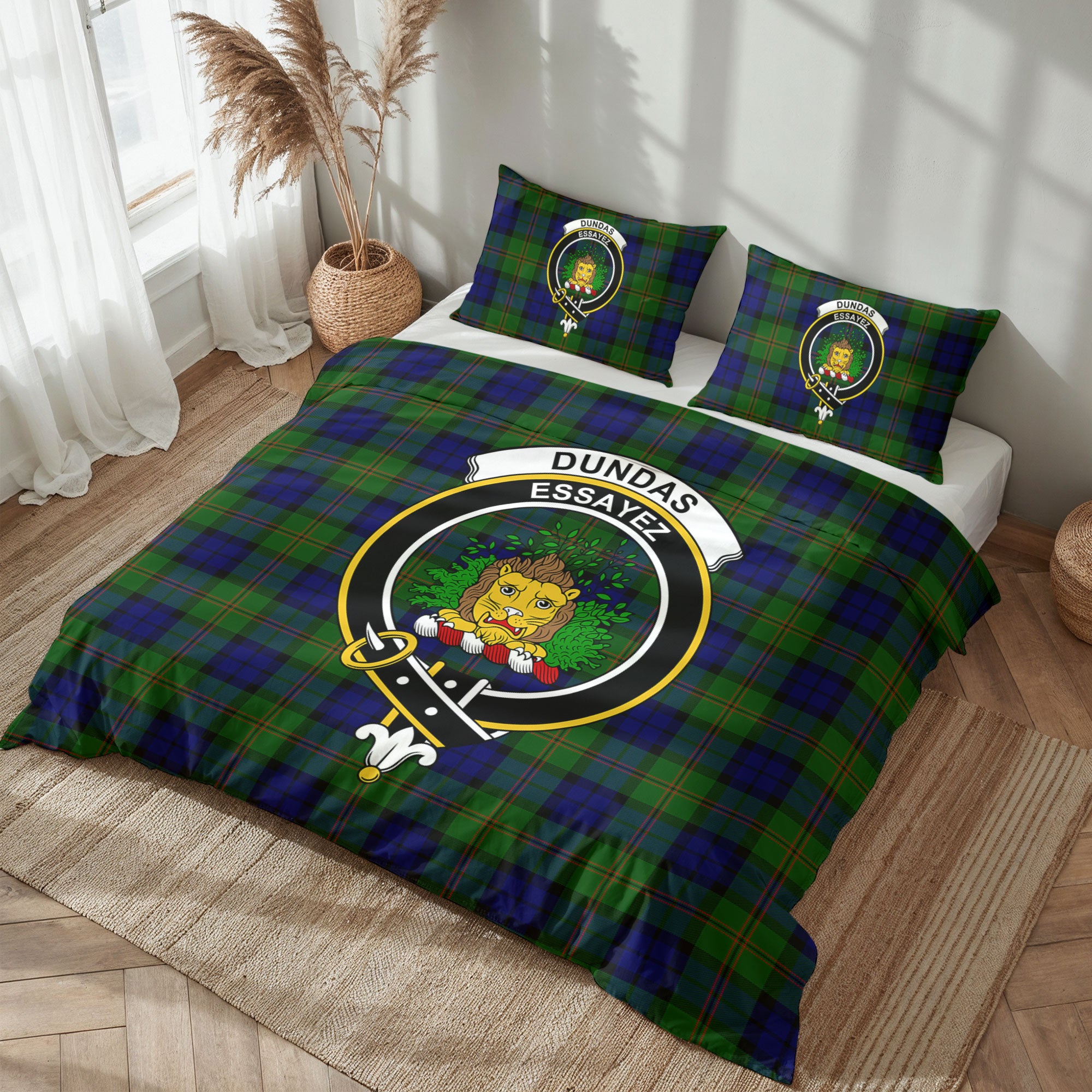 Dundas Modern Tartan Crest Bedding Set