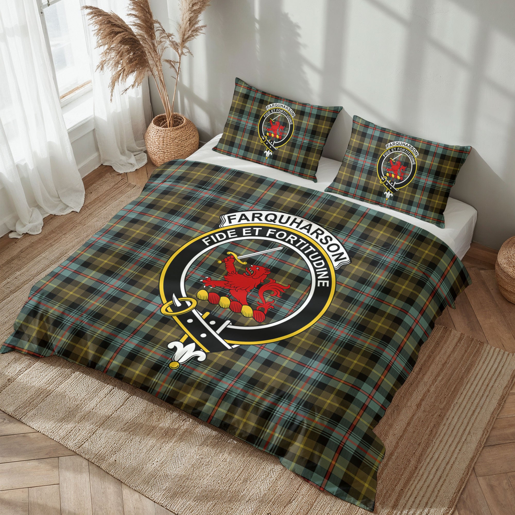 Farquharson Weathered Tartan Crest Bedding Set
