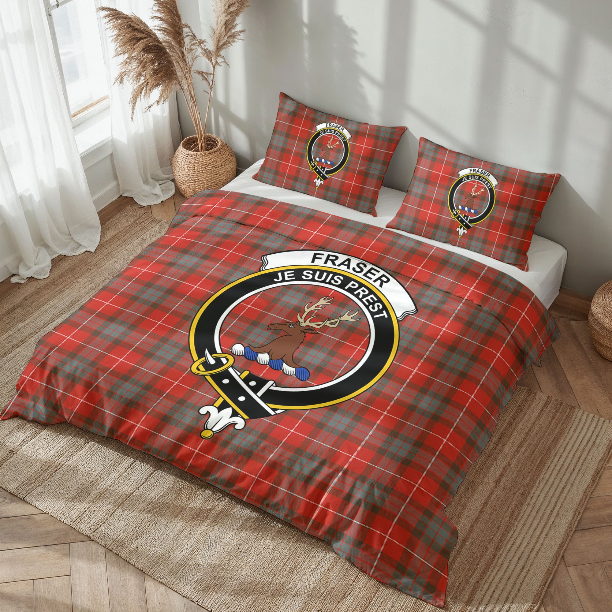 Fraser (of Lovat) Weathered Tartan Crest Bedding Set