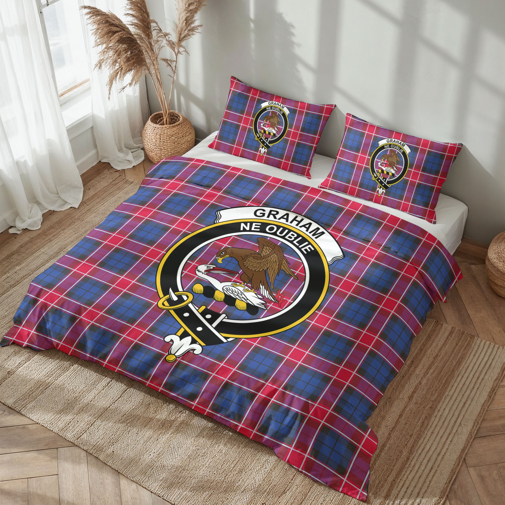 Graham of Menteith Red Tartan Crest Bedding Set