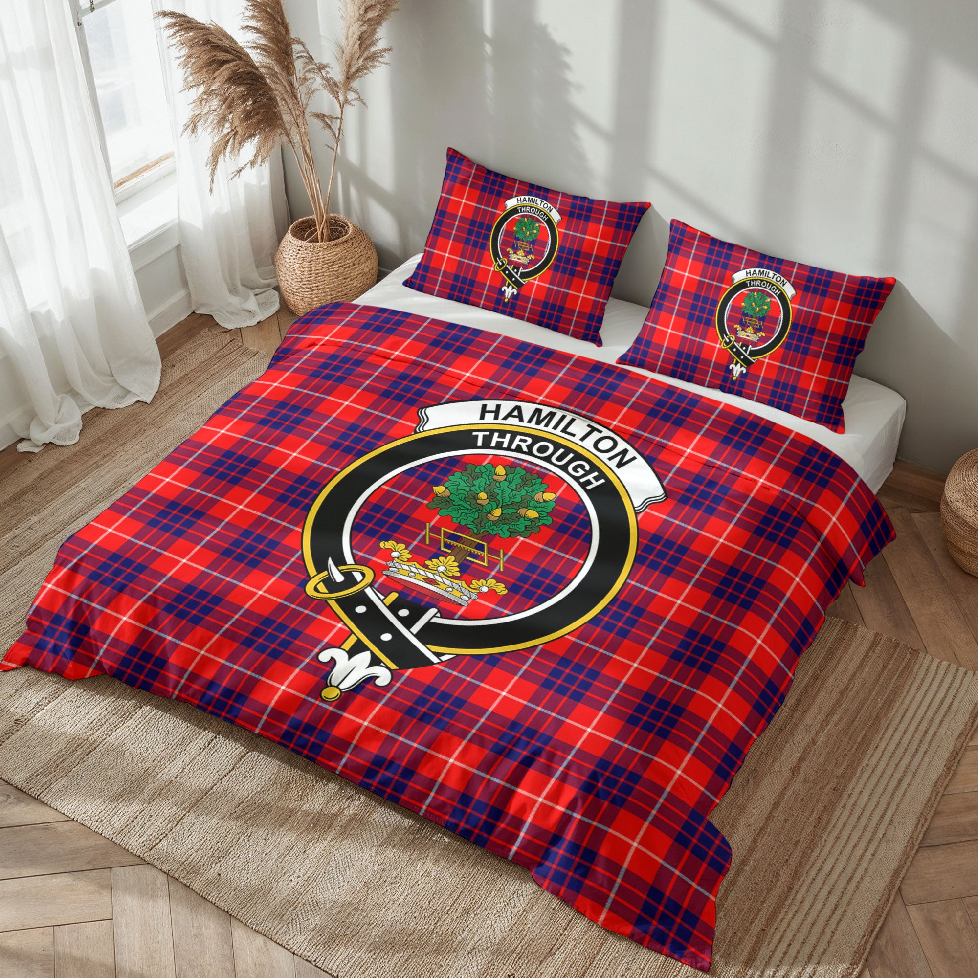 Hamilton Modern Tartan Crest Bedding Set