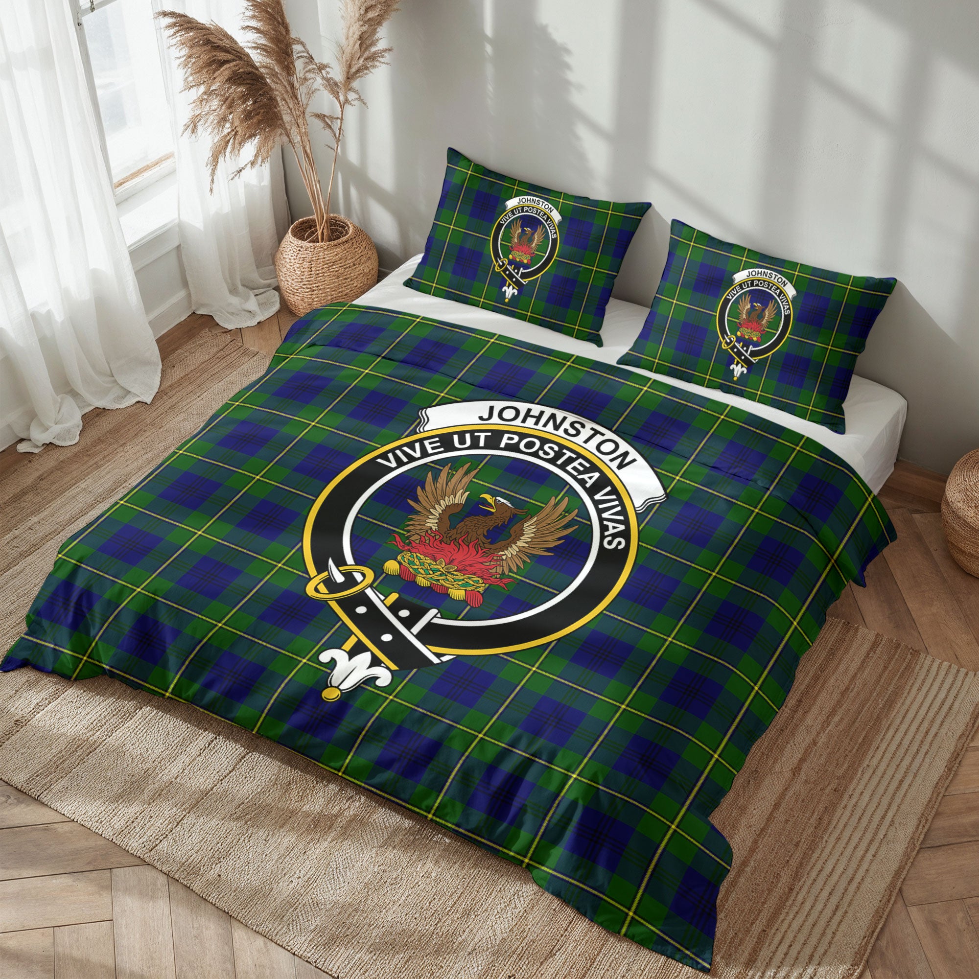 Johnston of Caskieben Tartan Crest Bedding Set