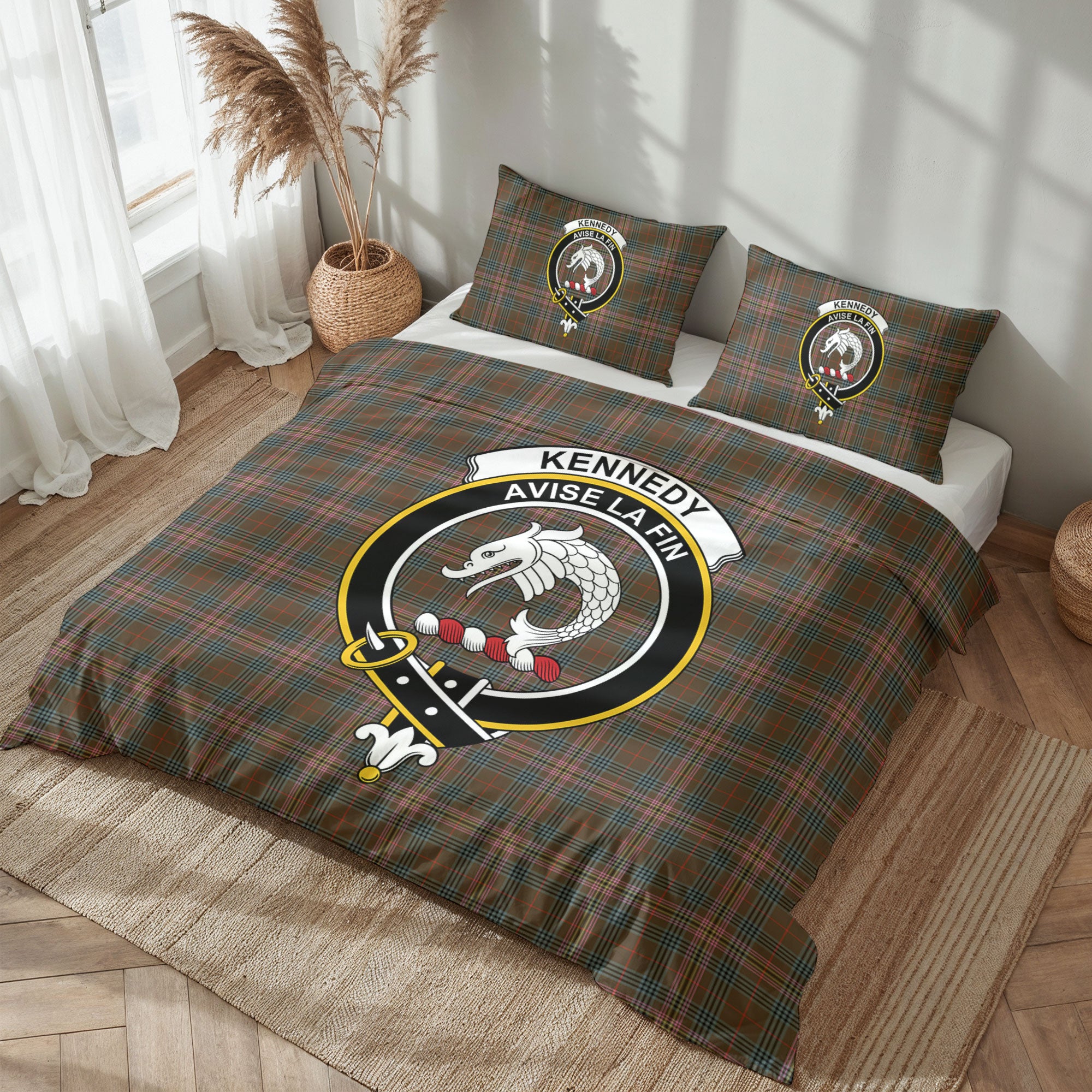 Kennedy Weathered Tartan Crest Bedding Set