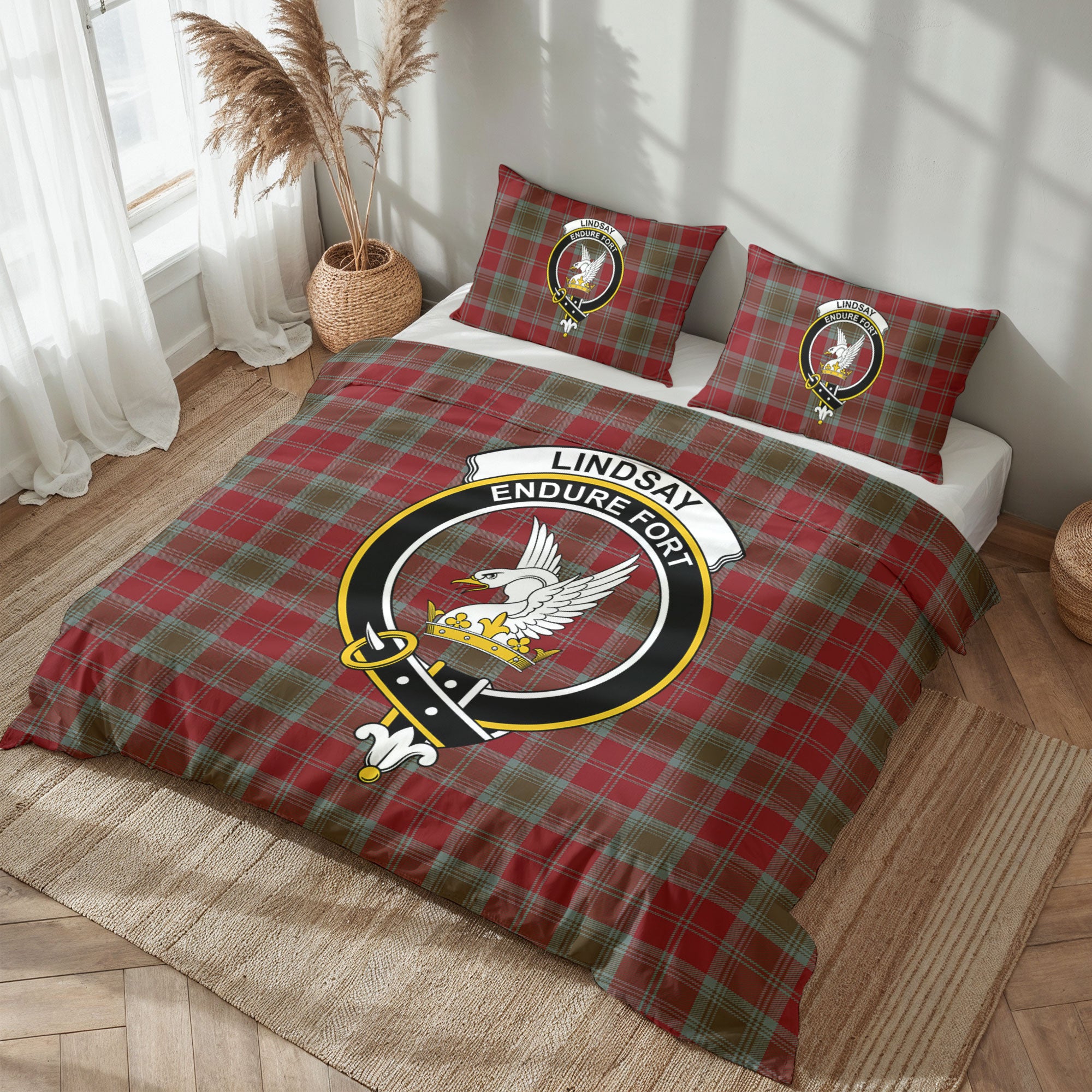 Lindsay Weathered Tartan Crest Bedding Set