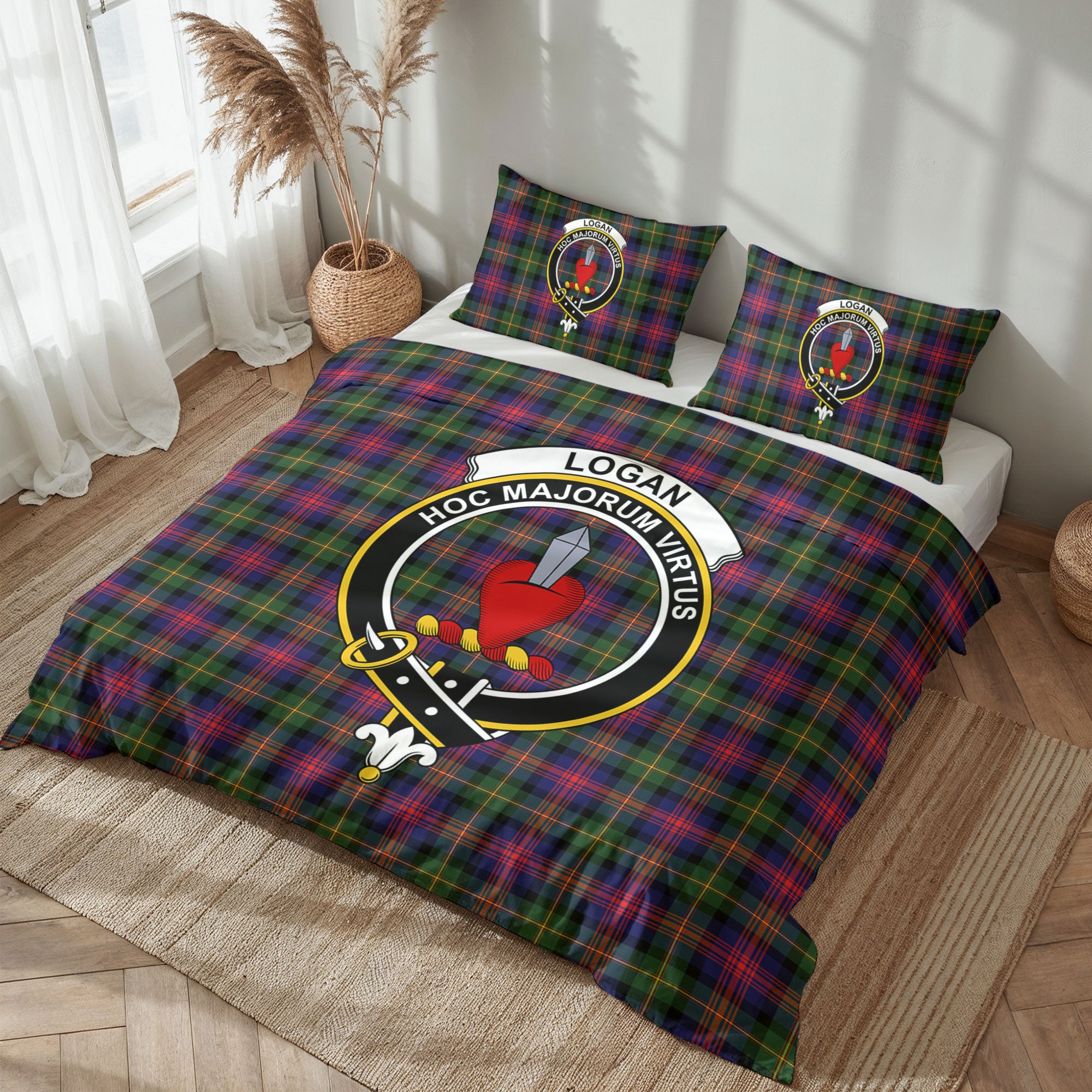 Logan Modern Tartan Crest Bedding Set