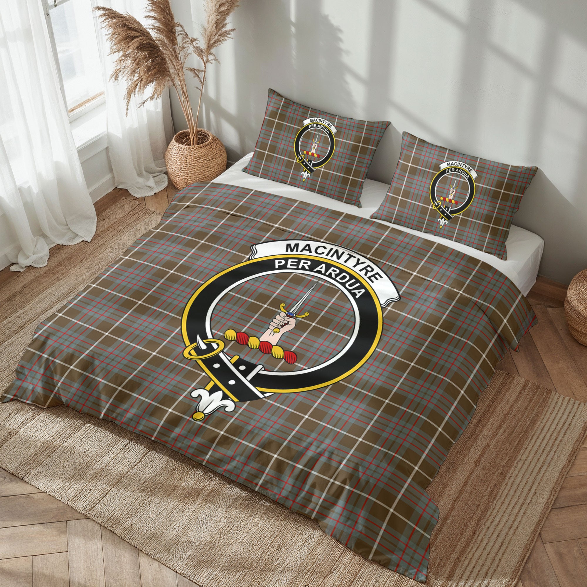 MacIntyre Hunting Weathered Tartan Crest Bedding Set