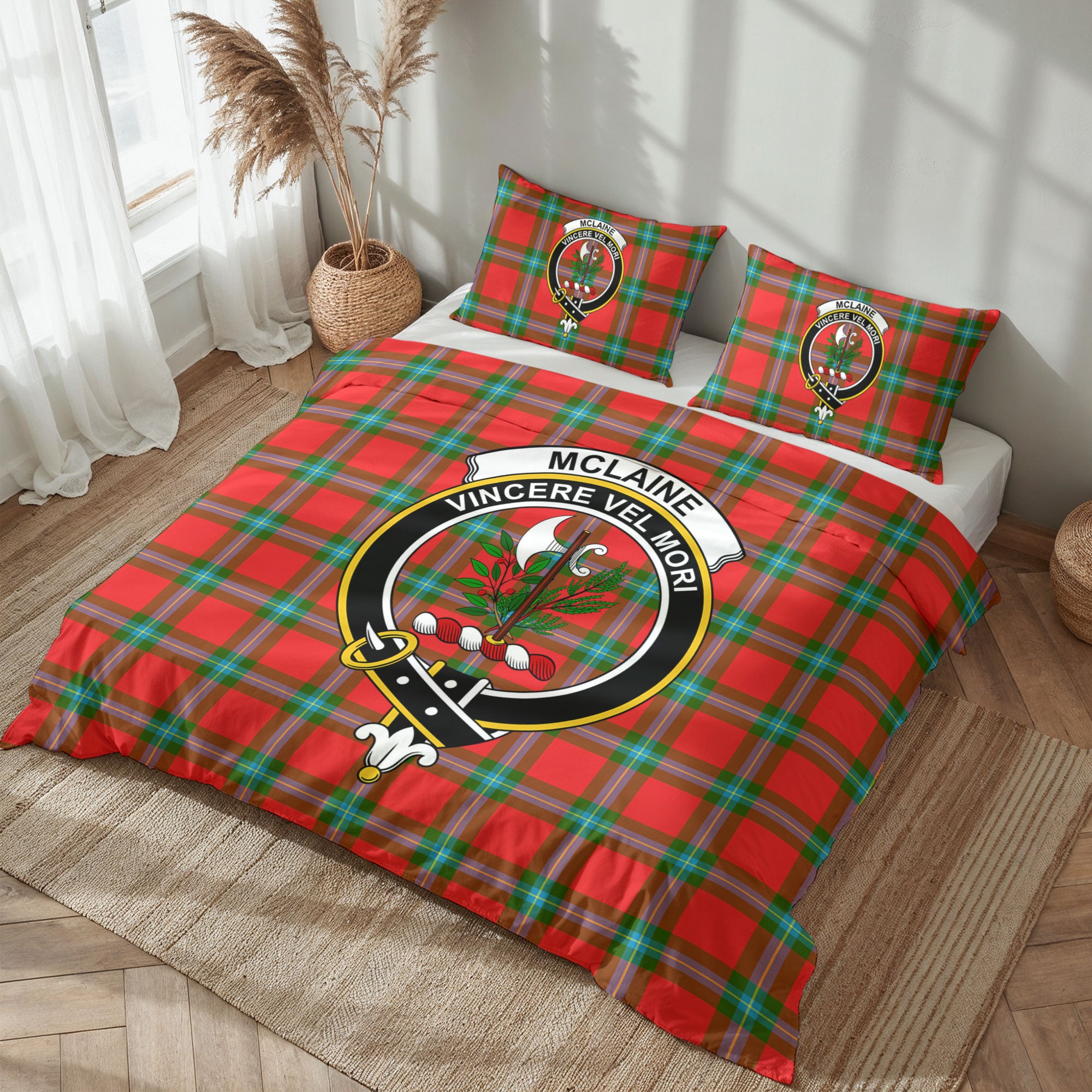 McLaine of Loch Buie Tartan Crest Bedding Set