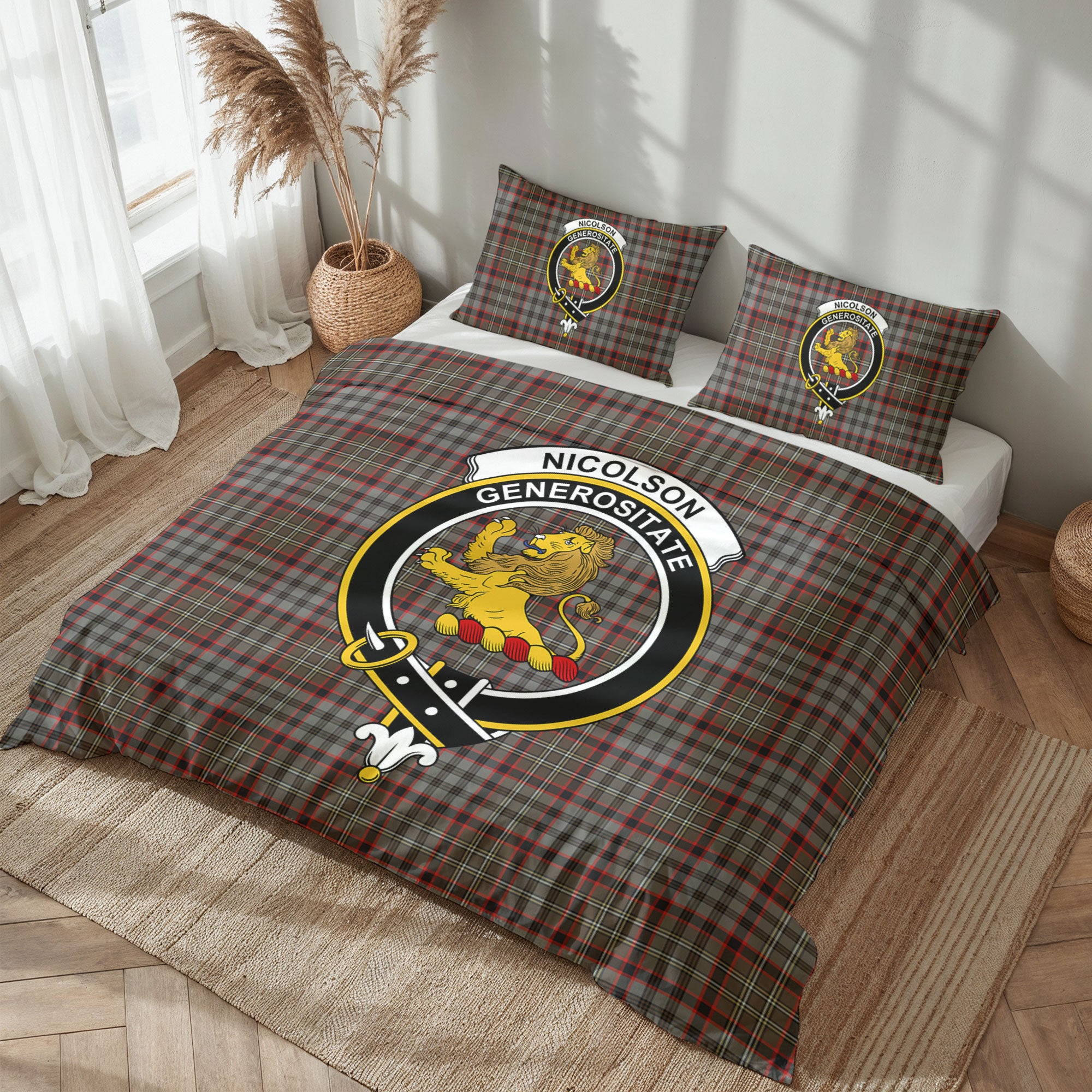 Nicolson Hunting Weathered Tartan Crest Bedding Set