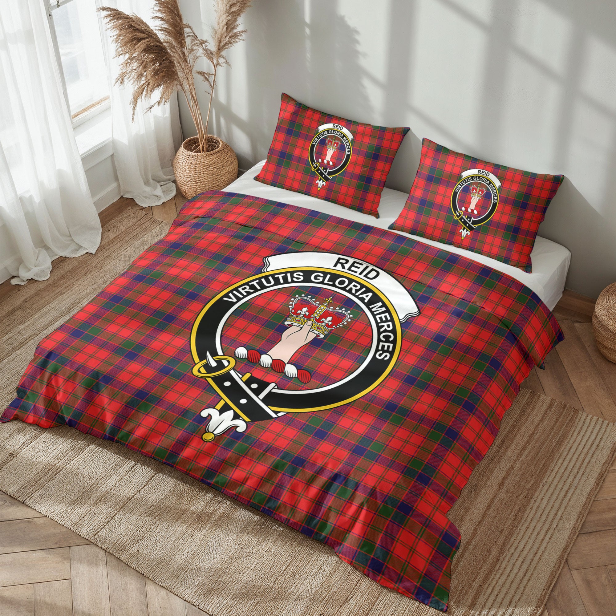 Reid Modern Tartan Crest Bedding Set