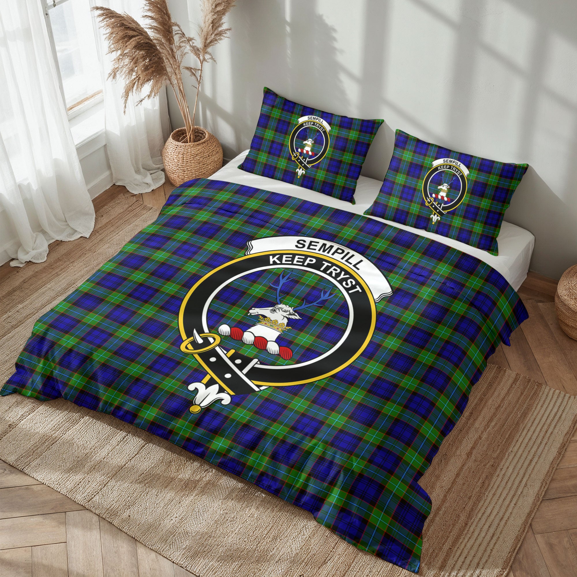 Sempill Modern Tartan Crest Bedding Set